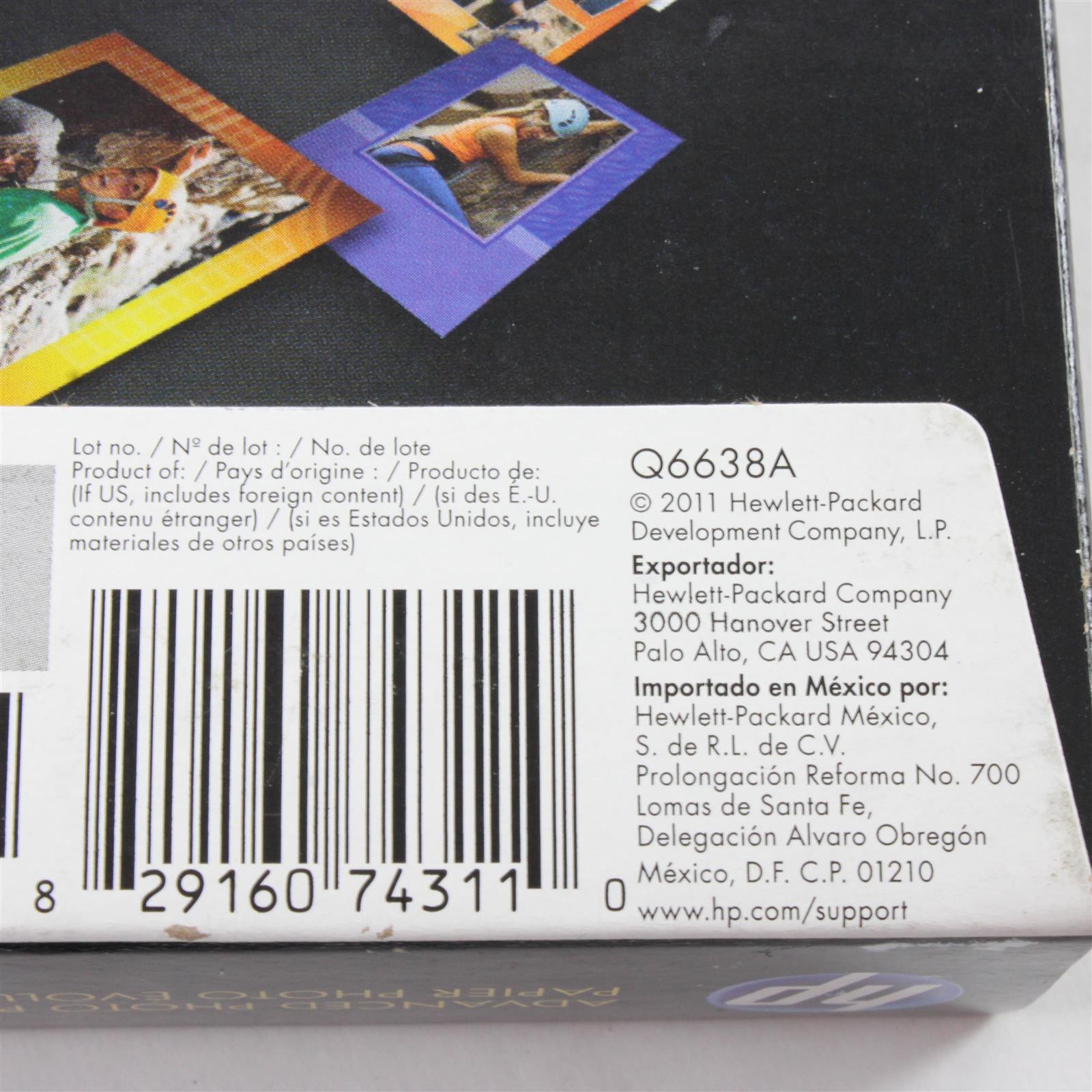 Hp Advanced Photo Paper Glossy Hewlett Packard (Q6638A) 4 x 6, Used 65ct