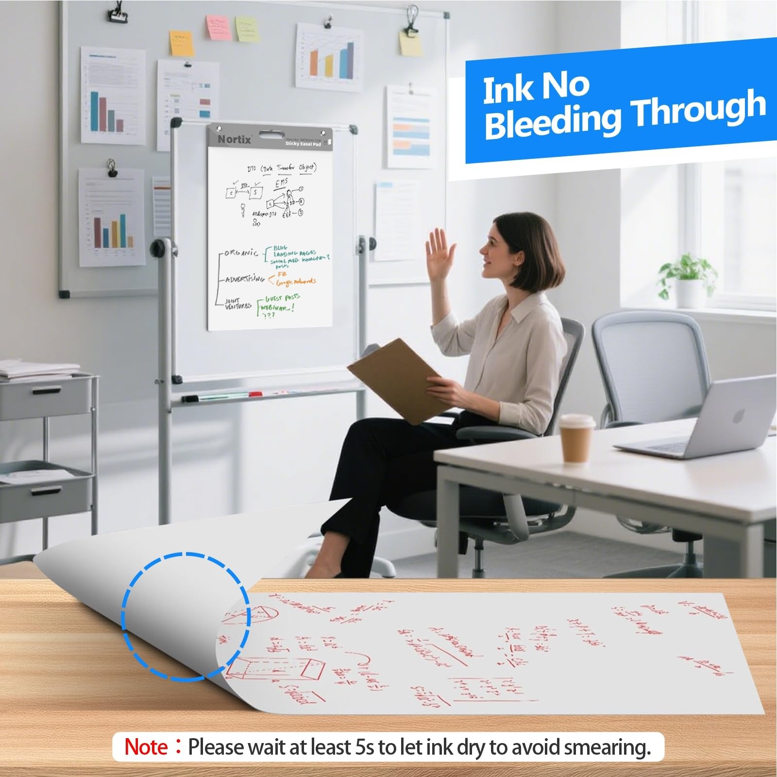 Nortix Flip Chart Paper 15×18 6 Pack Sticky Pad