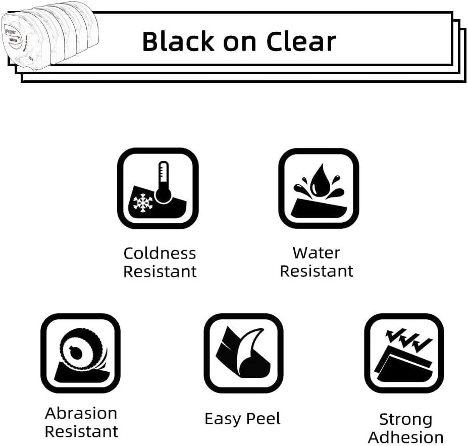 5PK 12mm Black on Clear Label Tapes Replacement for Dymo LetraTag LT-100H P12