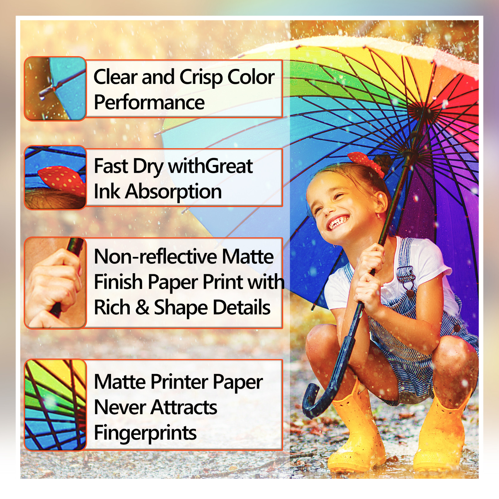 Koala Inkjet Photo Paper 8.5×11 Matte 300 Sheets 108gsm Thin Printer Paper 29lb