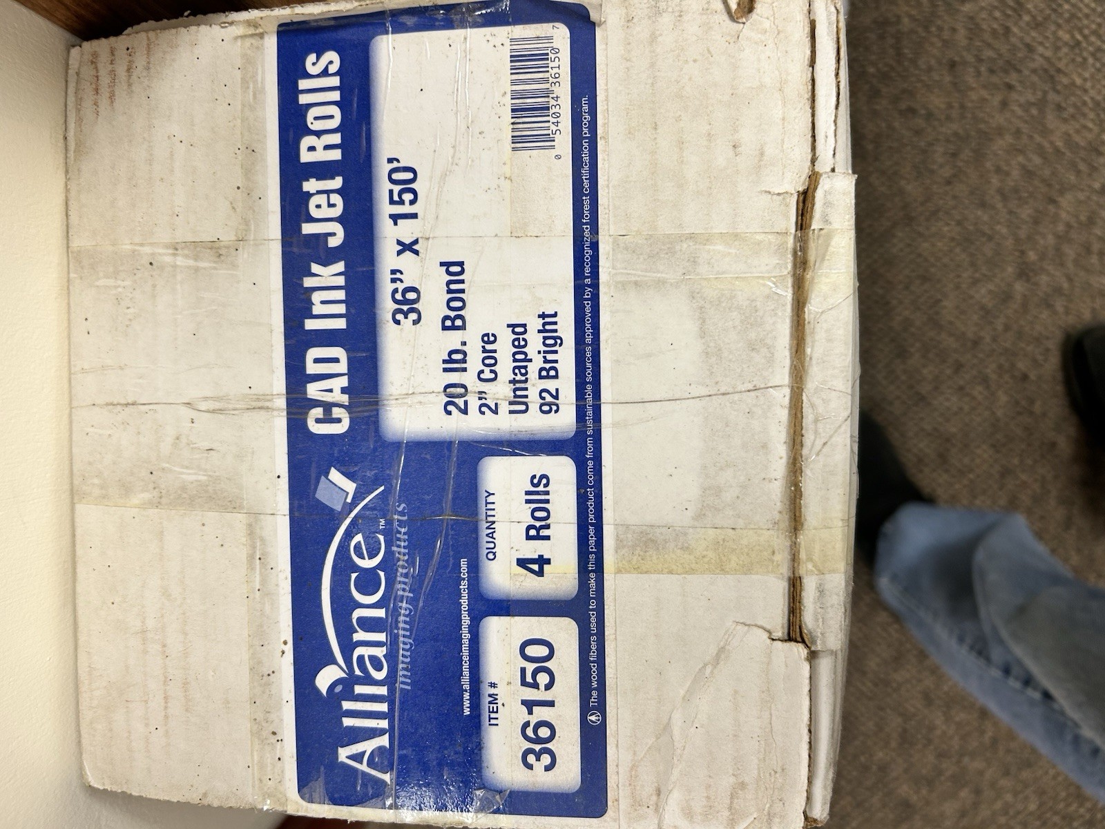 Premium Bond Paper 4 Rolls 36 x150 CAD Plotter Wide Format Printing High Quality