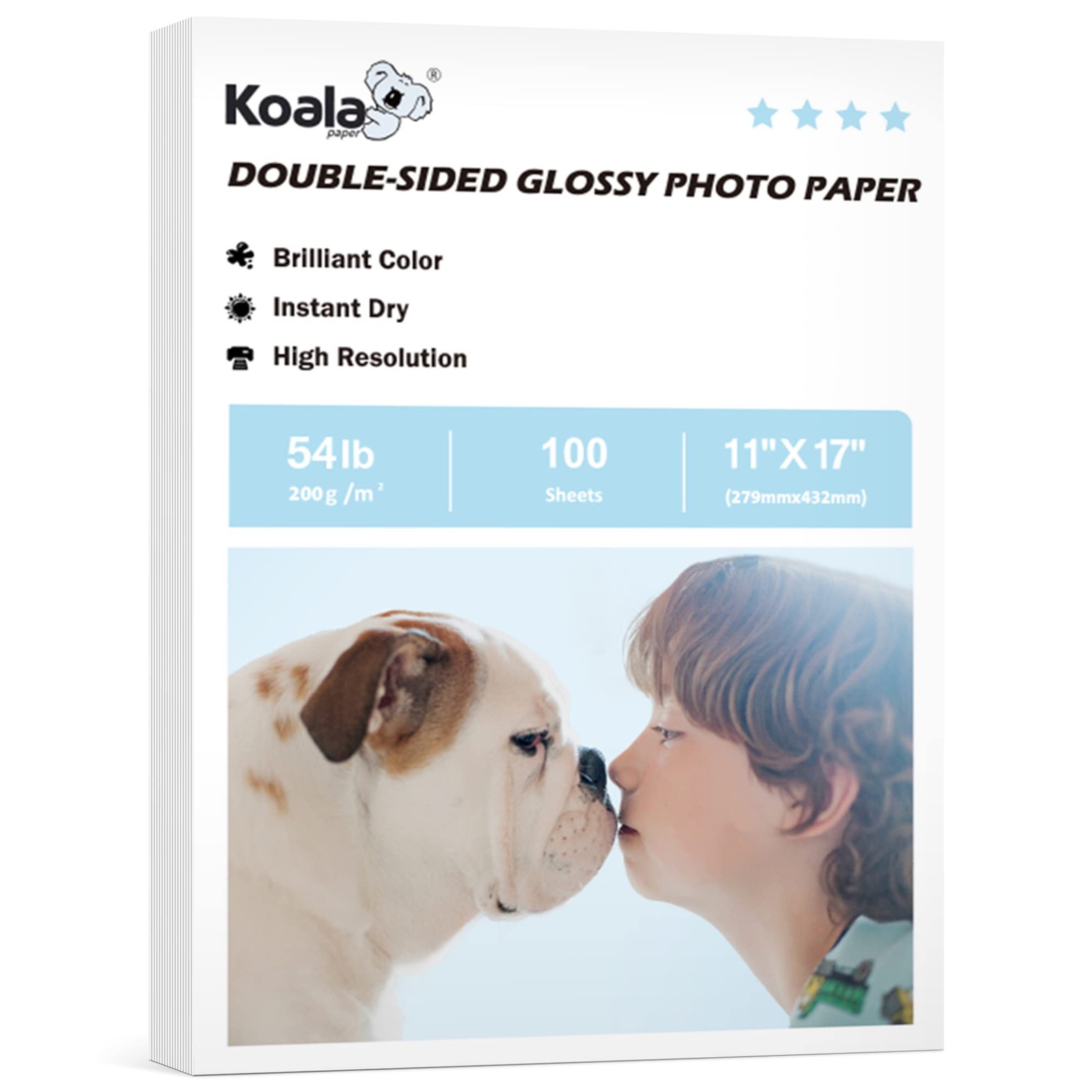 Koala Double Sided Glossy Photo Paper 11×17 Inch 100 Sheets 54lb 200gsm