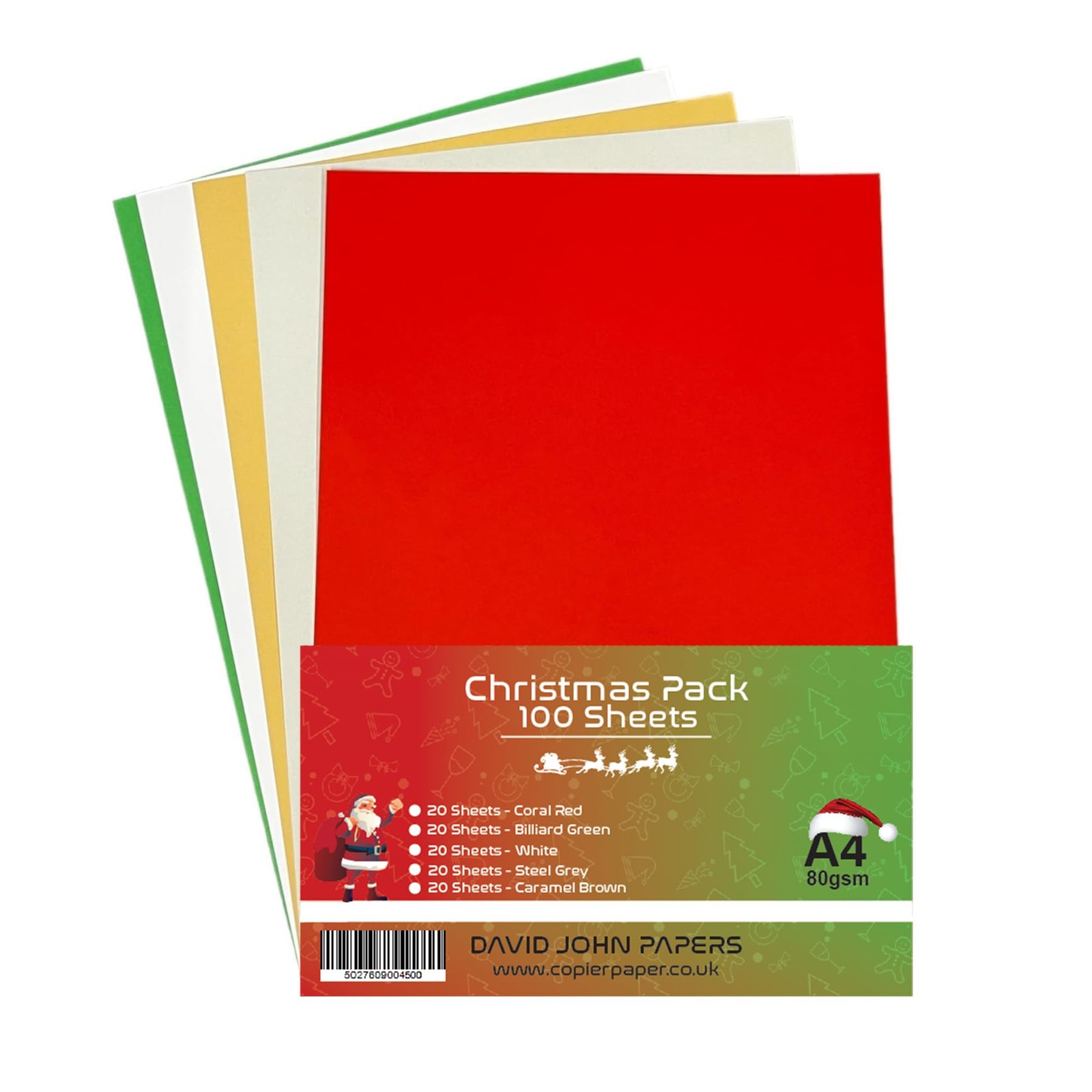 Weihnachtspapier, 80 g/m², A4, sortiert, 100 Blatt