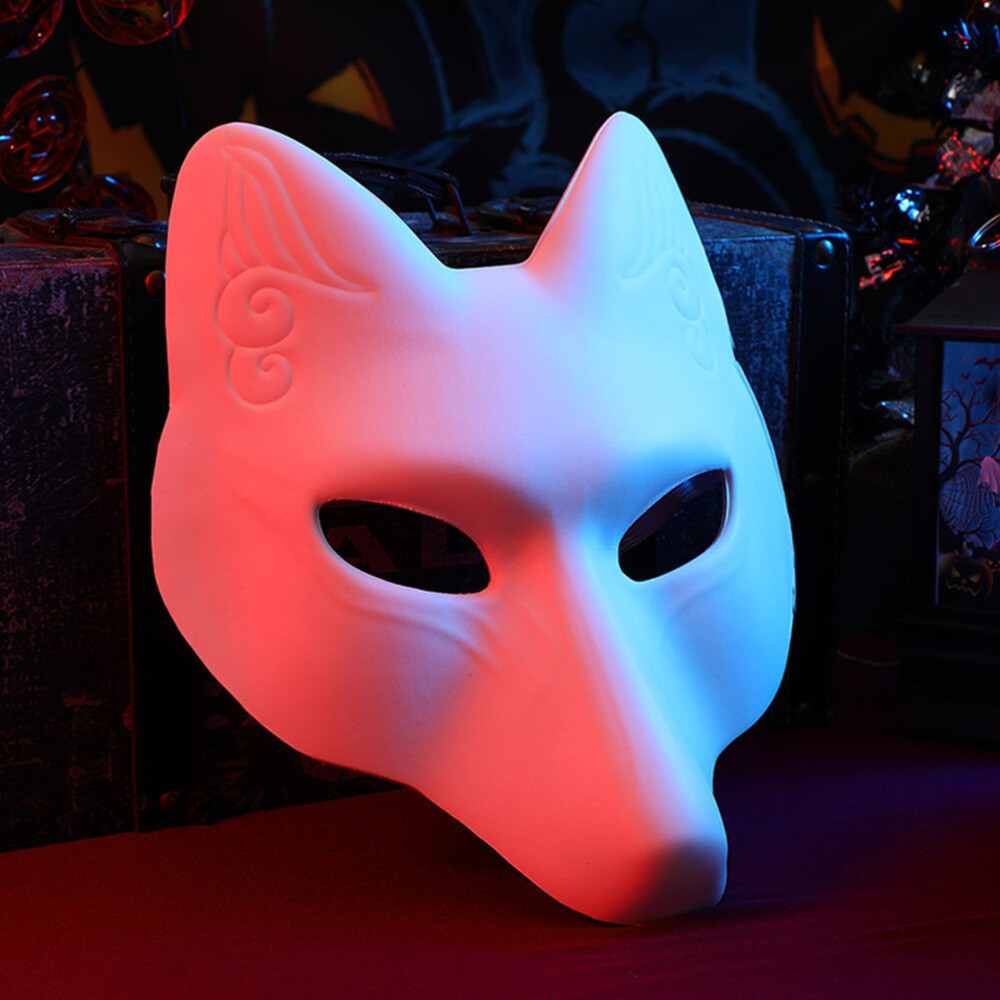 3pcs DIY Halloween Fox & Cat Masks – Paintable Kabuki Masquerade