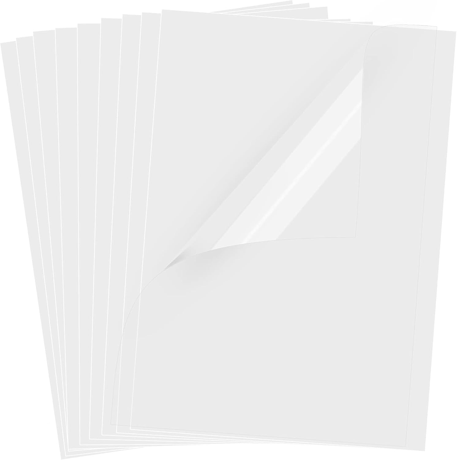 Clear Printable Vinyl Sheets for Inkjet Printer 8.5×11 Inch for Crafts, Labels