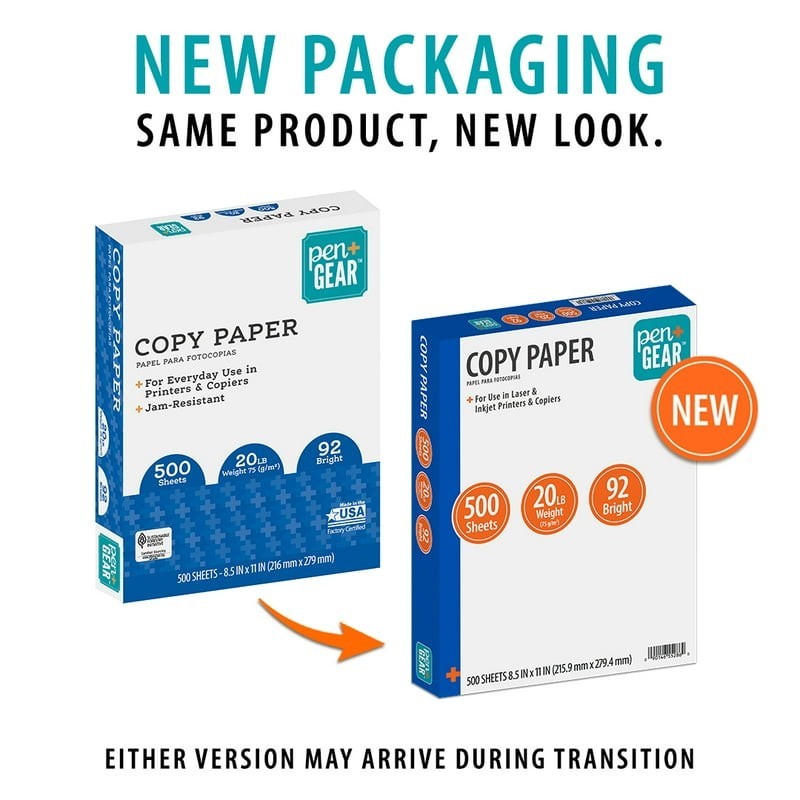 Pen + Gear Copy Paper 8.5 x 11, 92 Bright, 20 lb, White, 1 Ream (500 Sheets)