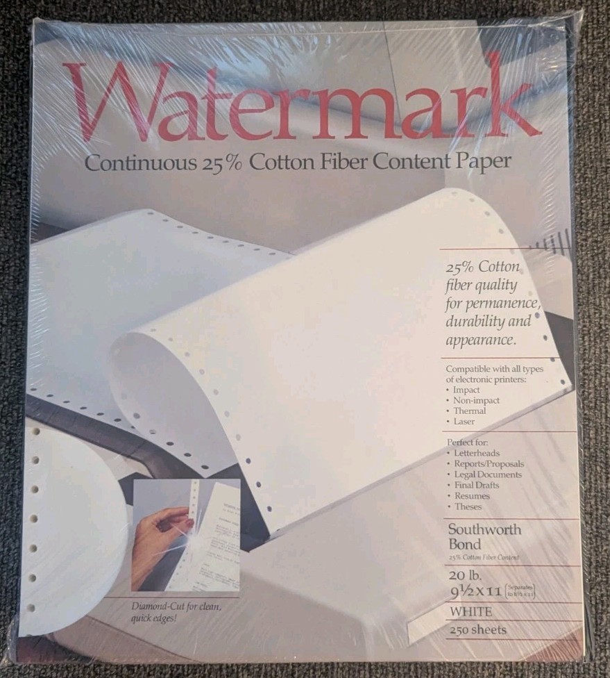 Southworth Watermarked 25% Cotton Printer Paper 20 lb 9.5 x 11 White