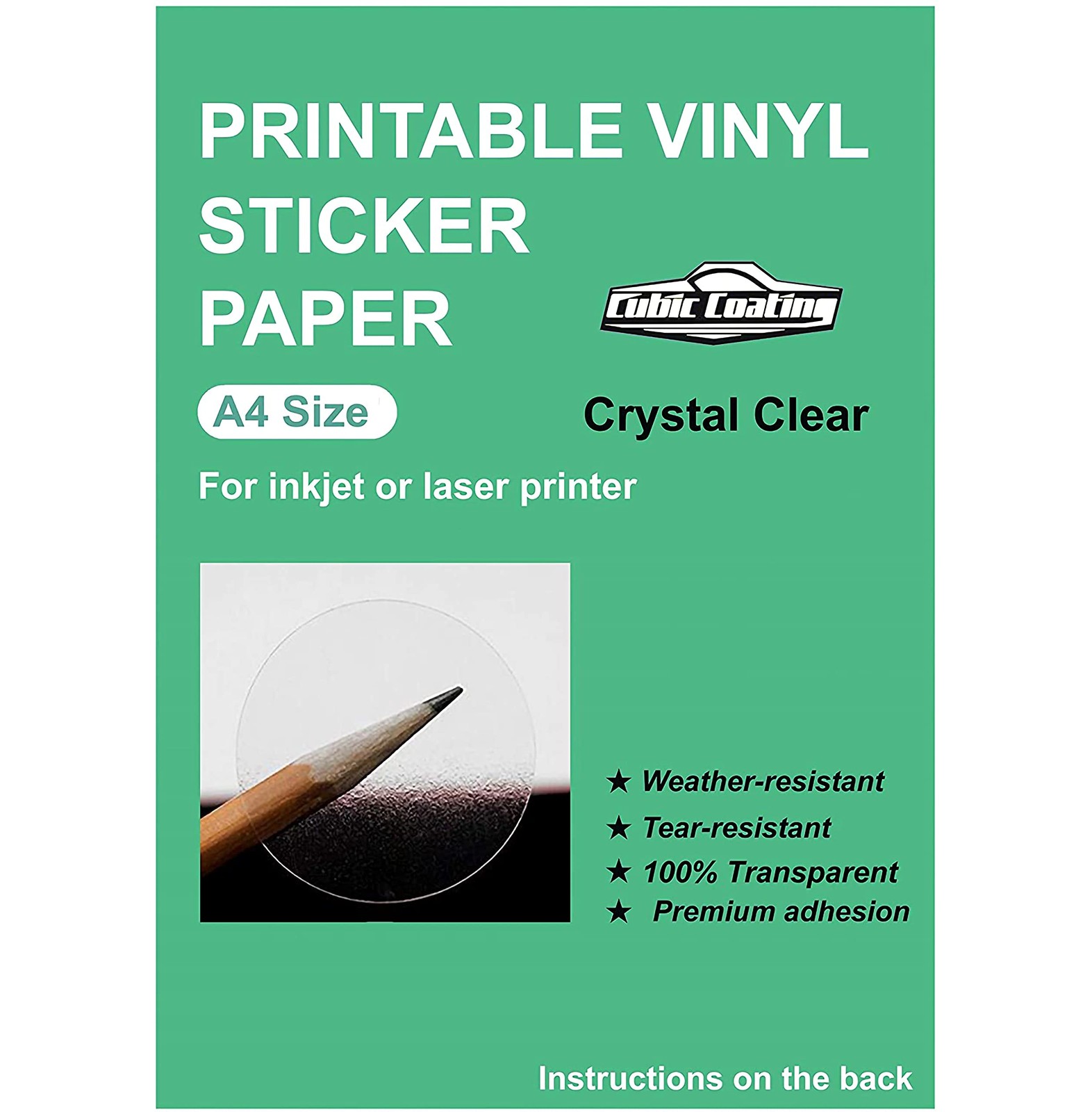20 Sheets PREMIUM Vinyl Decal Film 100% Clear Self Adhesive for Laser and T…