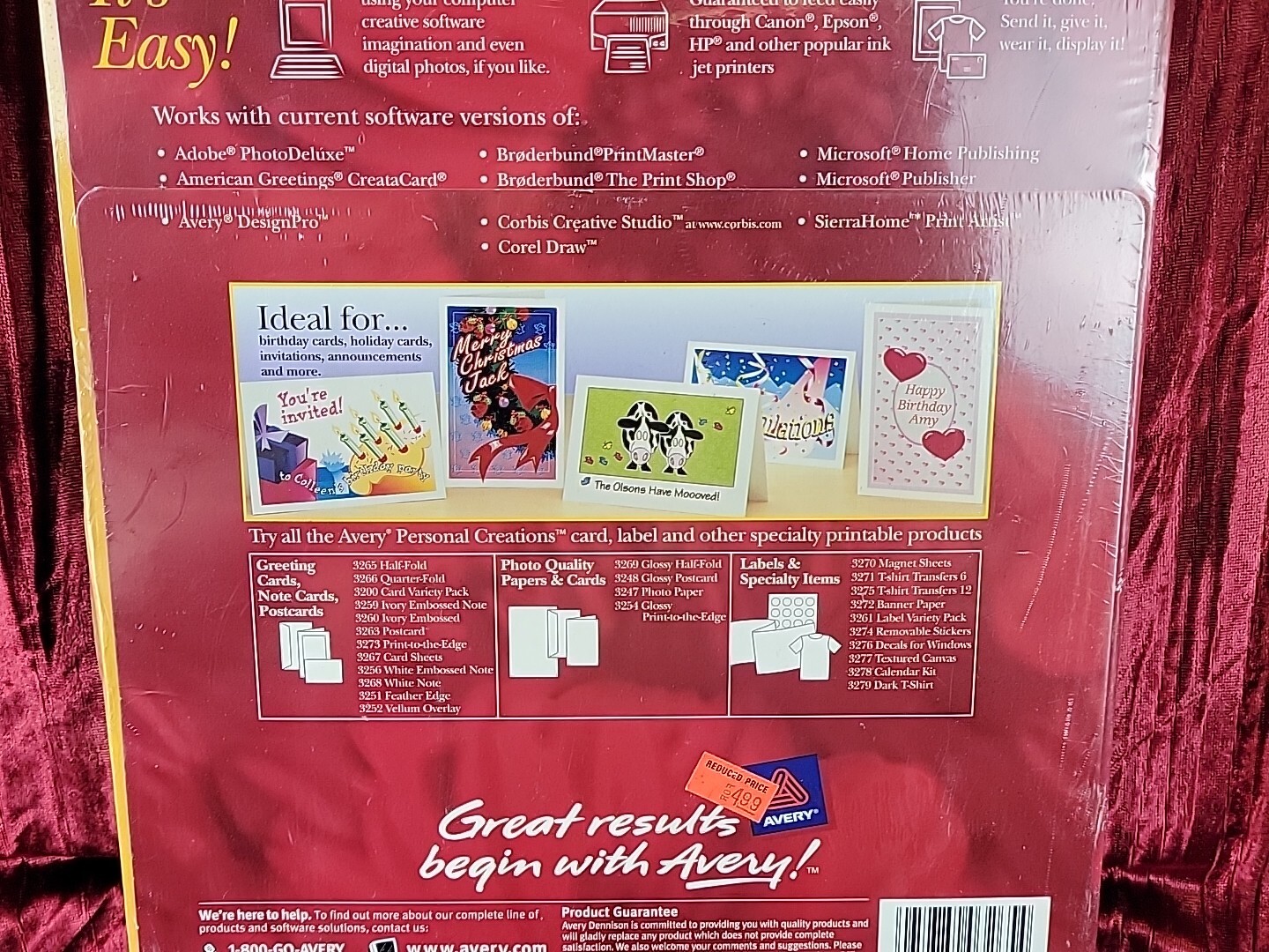 Avery 3265 Ink Jet Greeting Cards Half Fold 5 1/2″ x 8 1/2″ NEW Old Stock
