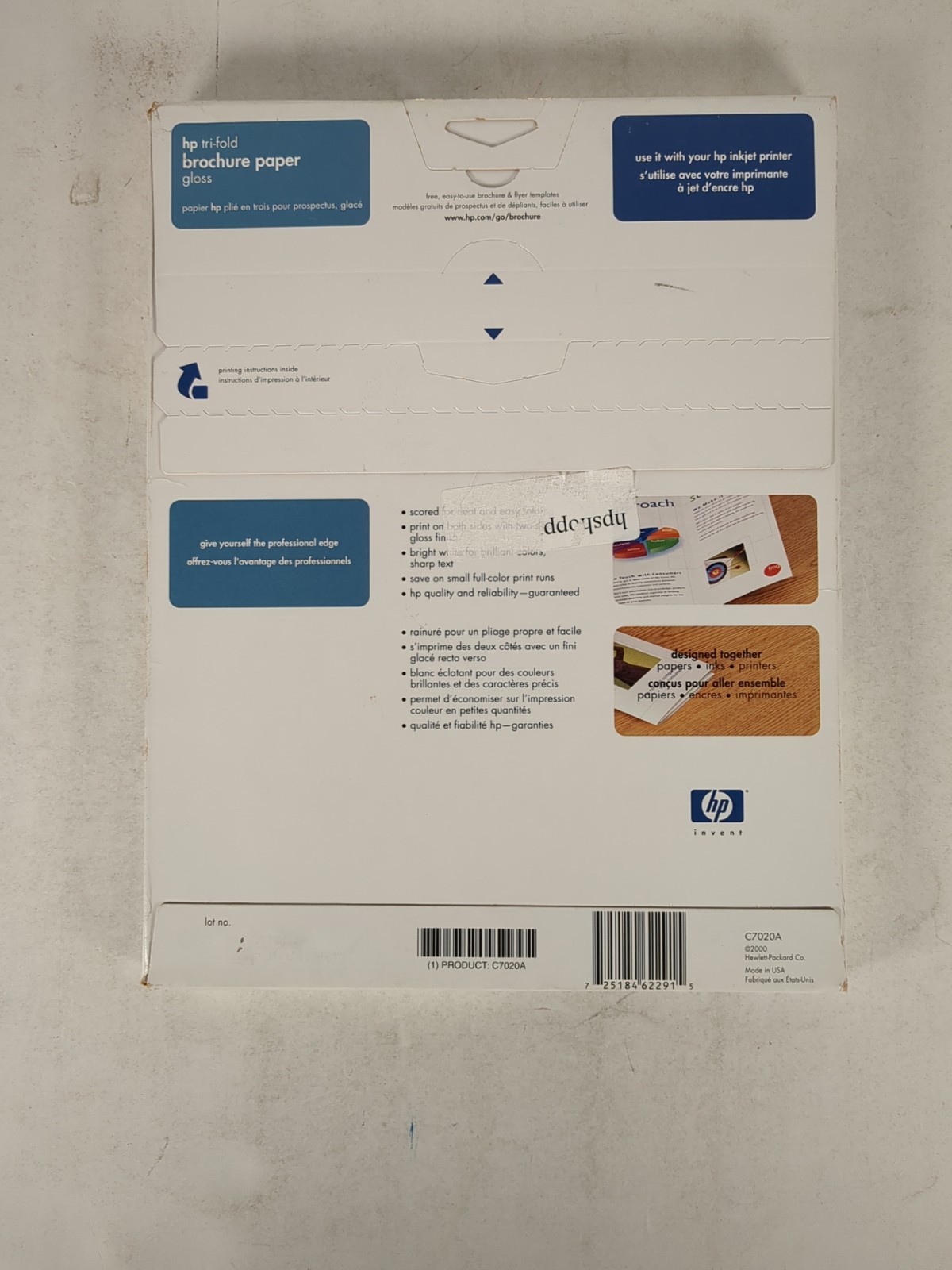 Open Box HP Trifold Glossy Brochure Paper C7020A Inkjet 100 Sheets Complete