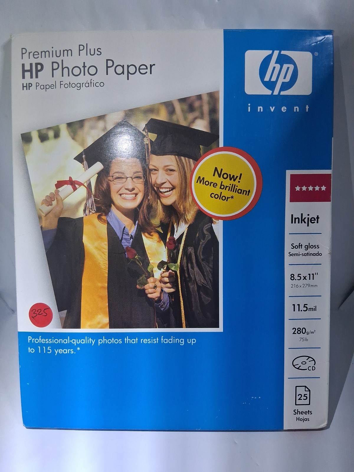 NEW HP Premium Plus Photo Paper, 25 Sheets, Soft-Gloss, 8.5 x 11