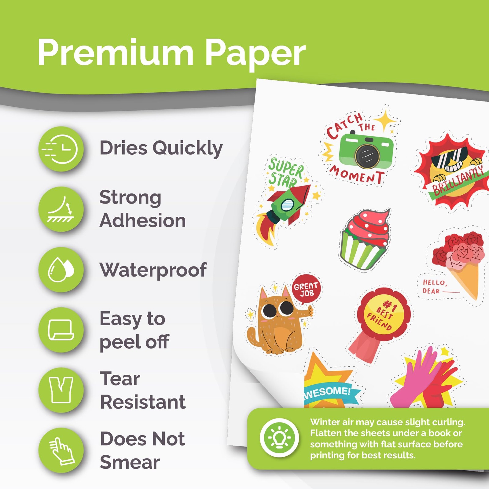 Premium Printable Vinyl Sticker Paper for Inkjet Printer – 34 Sheets Self-Adh…