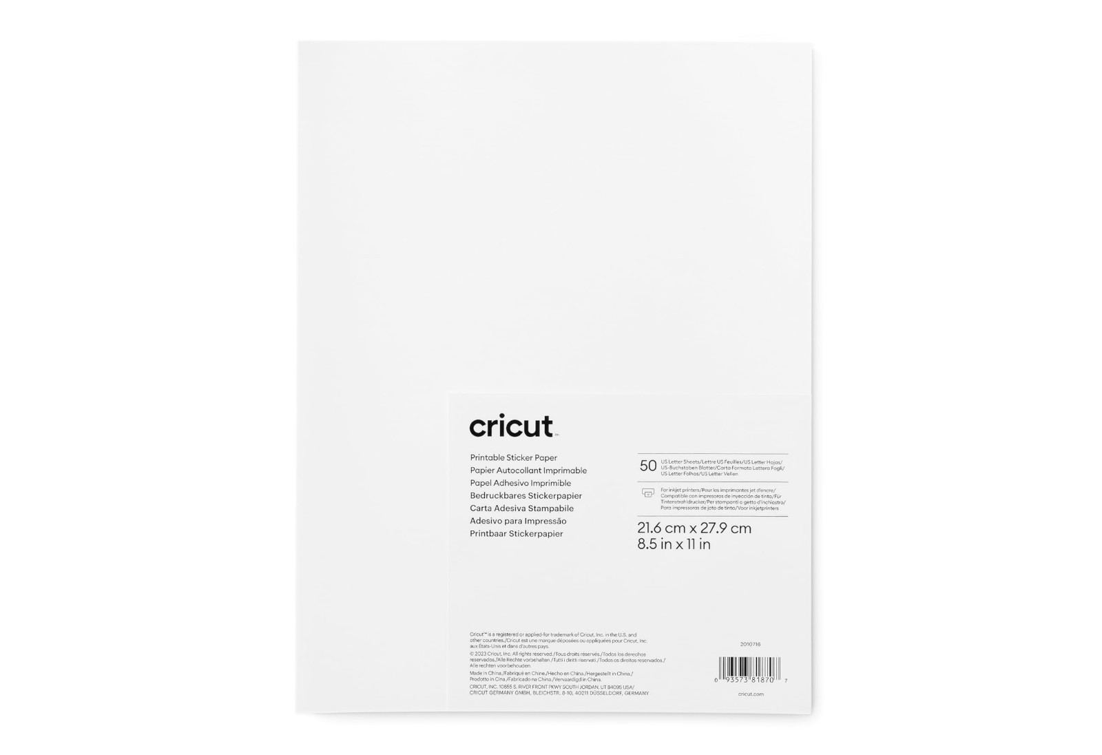 Printable Sticker Paper – 50 White Sheets 8.5×11 for Inkjet Printers – Crafting
