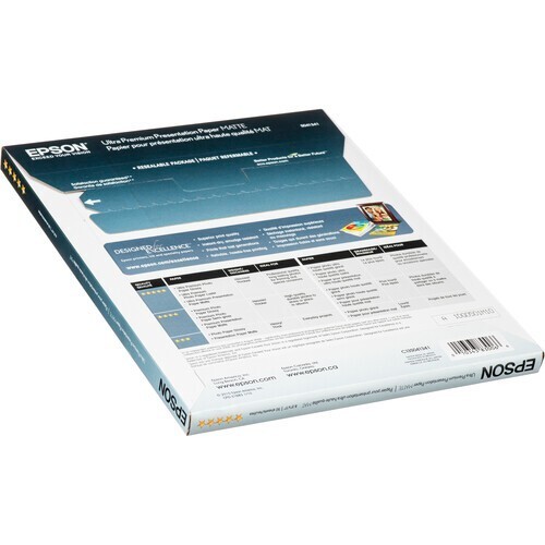 Epson S041341 8.5″ x 11″ 49lb-Weight Matte White 104-Brightness 50-Sheets Pac