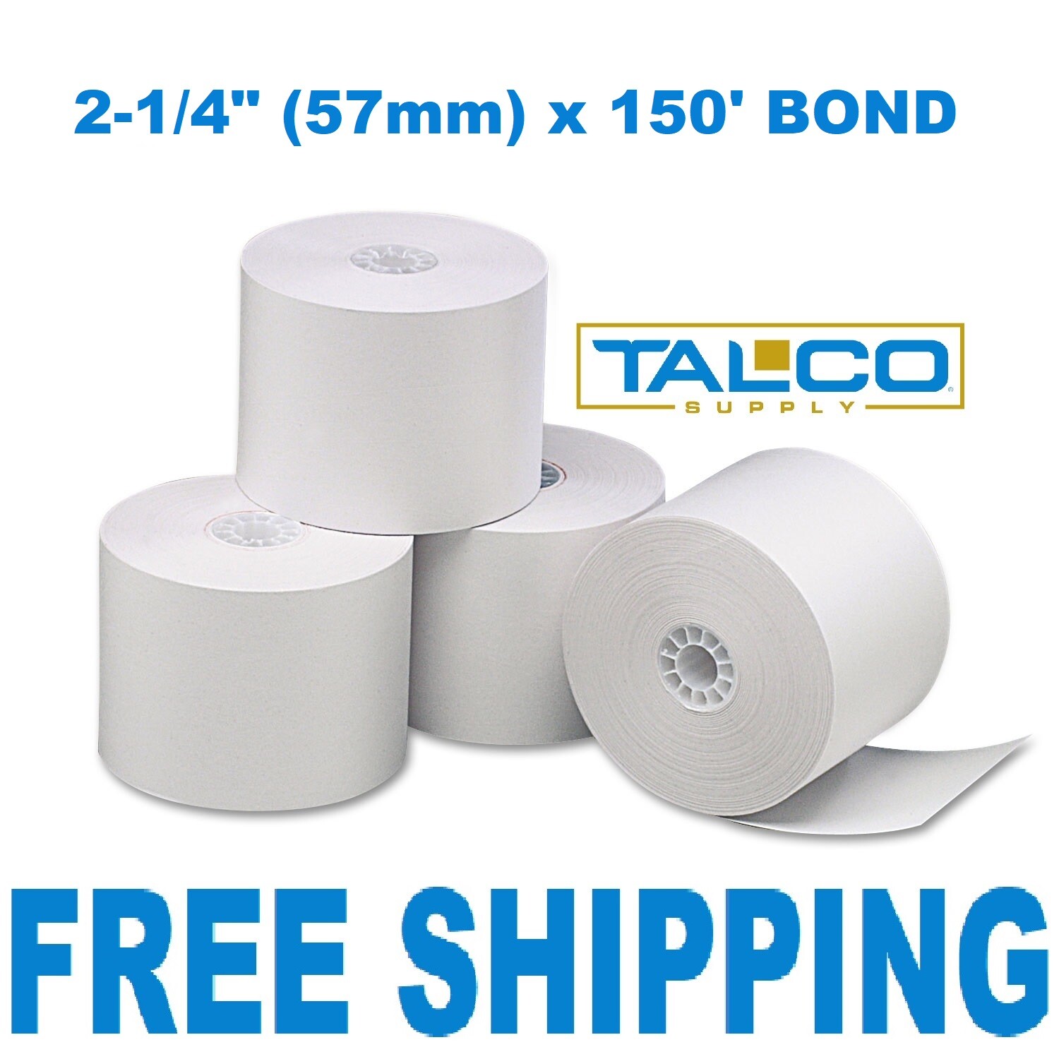 (6) CALCULATOR PLAIN PAPER (2-1/4″ x 150′ BOND) ROLLS ~FREE PRIORITY SHIPPING~