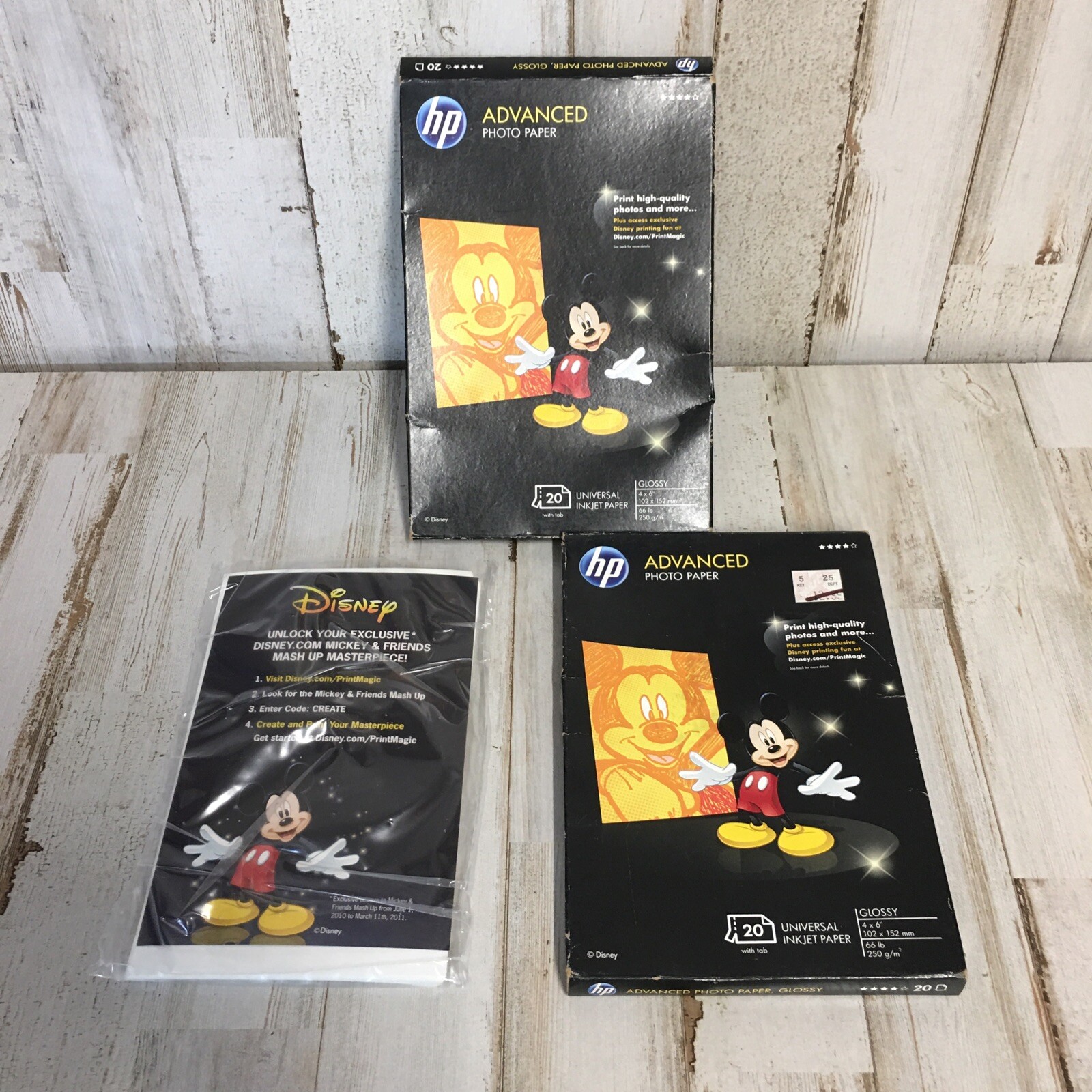 HP Advanced 4 X 6 Glossy Photo Paper Mickey Mouse On Box Cover 38 Sheets Total