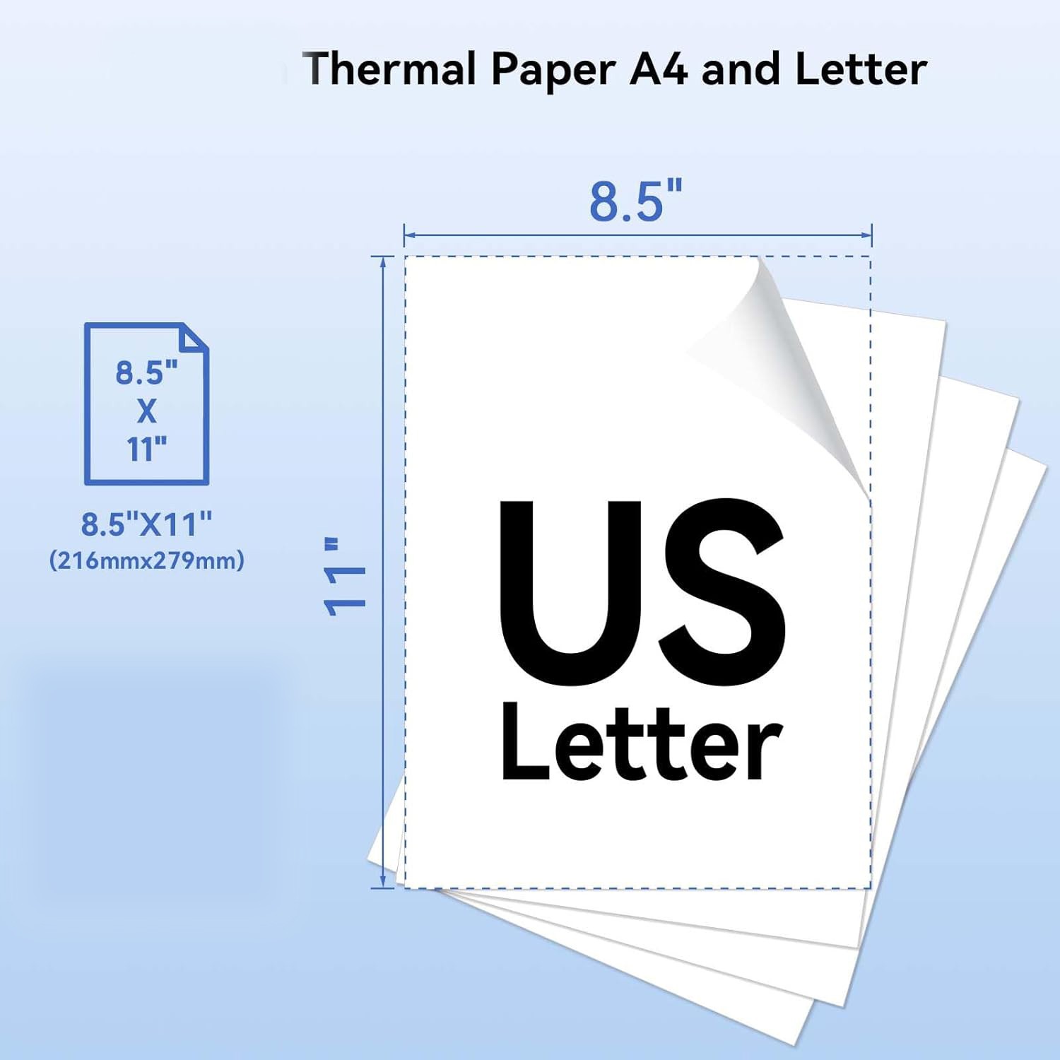 2-20 Rolls Thermal Printer Paper 8.5″x11″ US Letter Size Quick-Dry for M08F lot