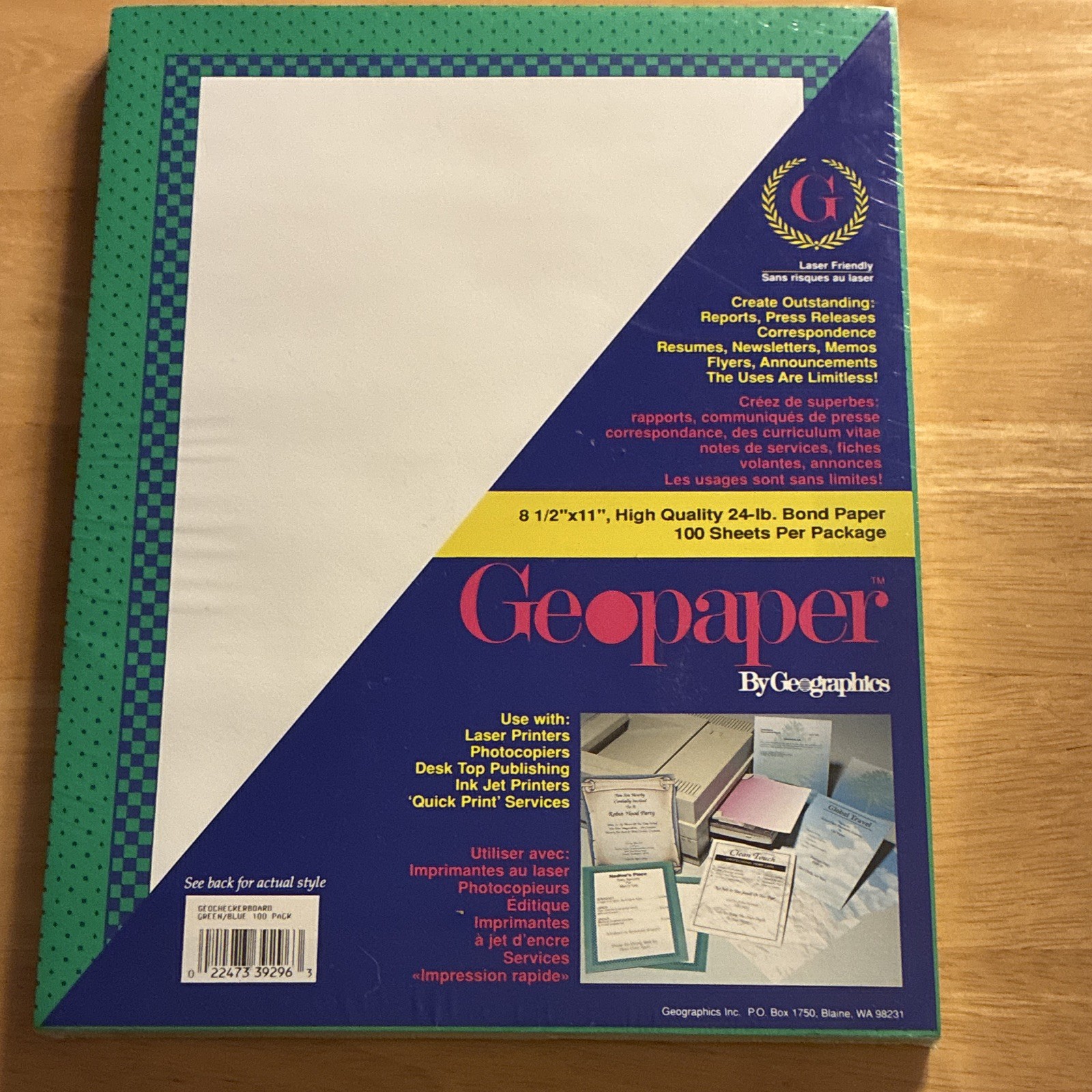 Geographics Geopaper GEOCHECKERBOARD 8.5×11 Bond Green/Blue 100 Sheets