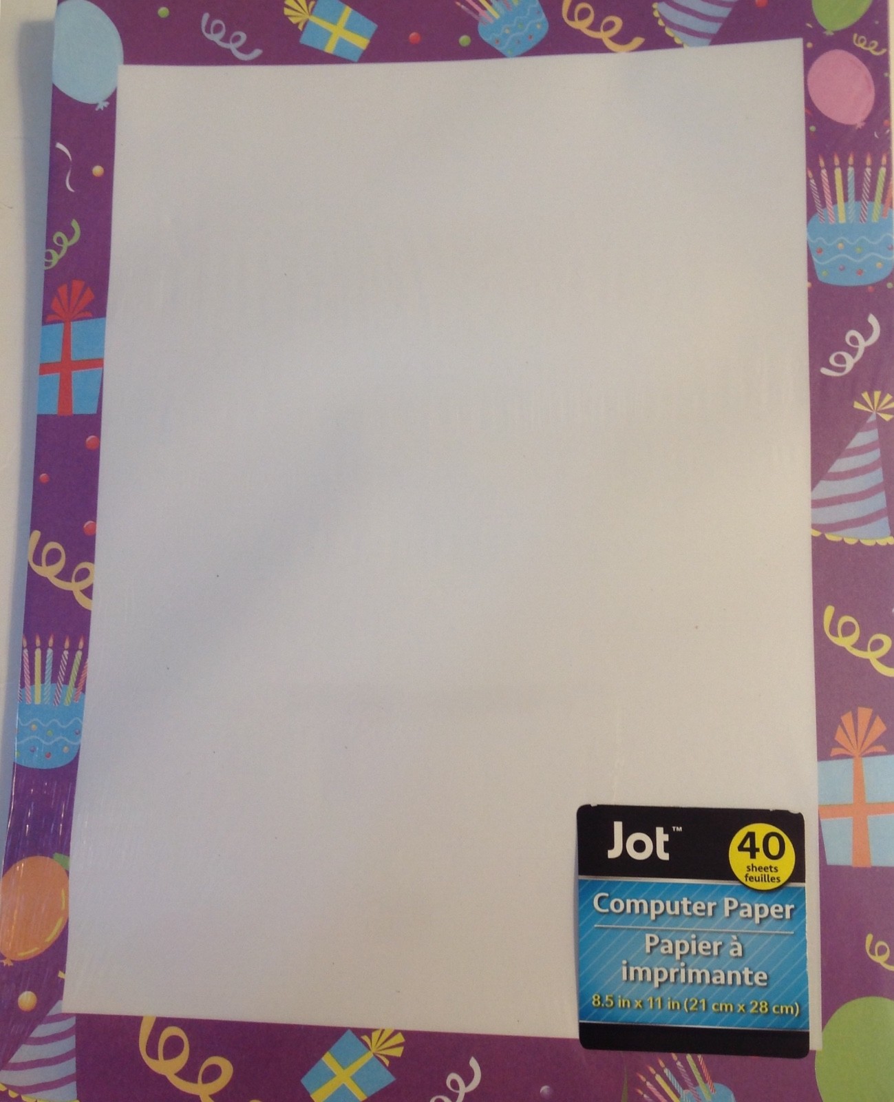 Computer Printer Paper Purple Birthday Party Border 40 Sheets 8.5×11 Stationary