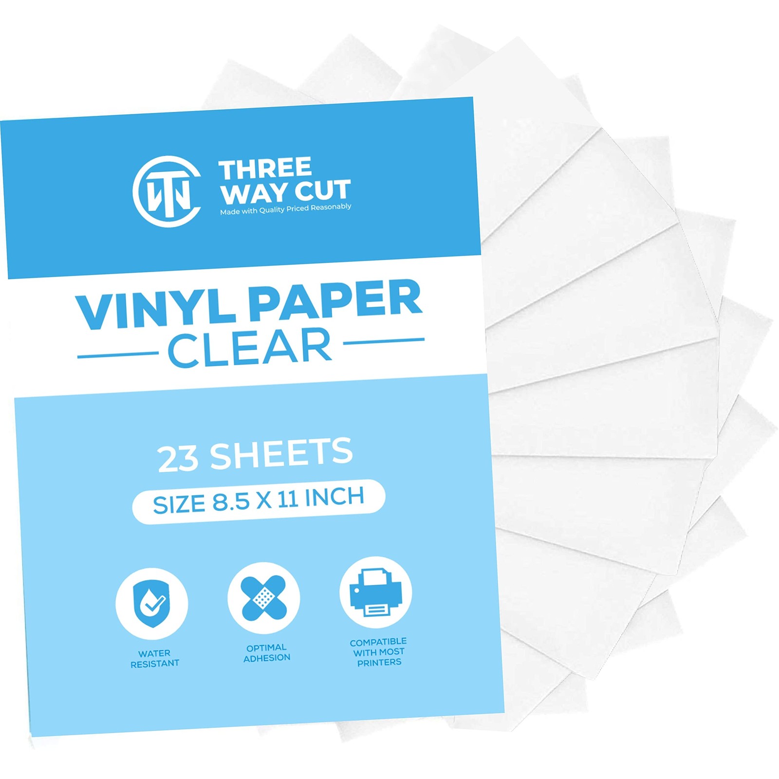 Printable Vinyl Sticker Paper Frosty Clear for Inkjet Printer 23 Sheets Trans…