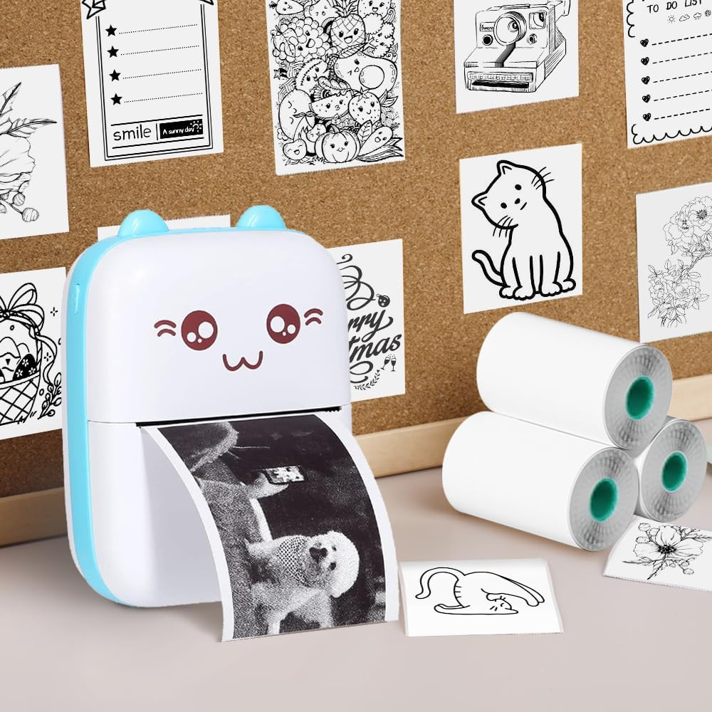 Thermal Sticker Paper 57x30mm 6 Rolls Self-Adhesive Mini Pocket Printer Inkless