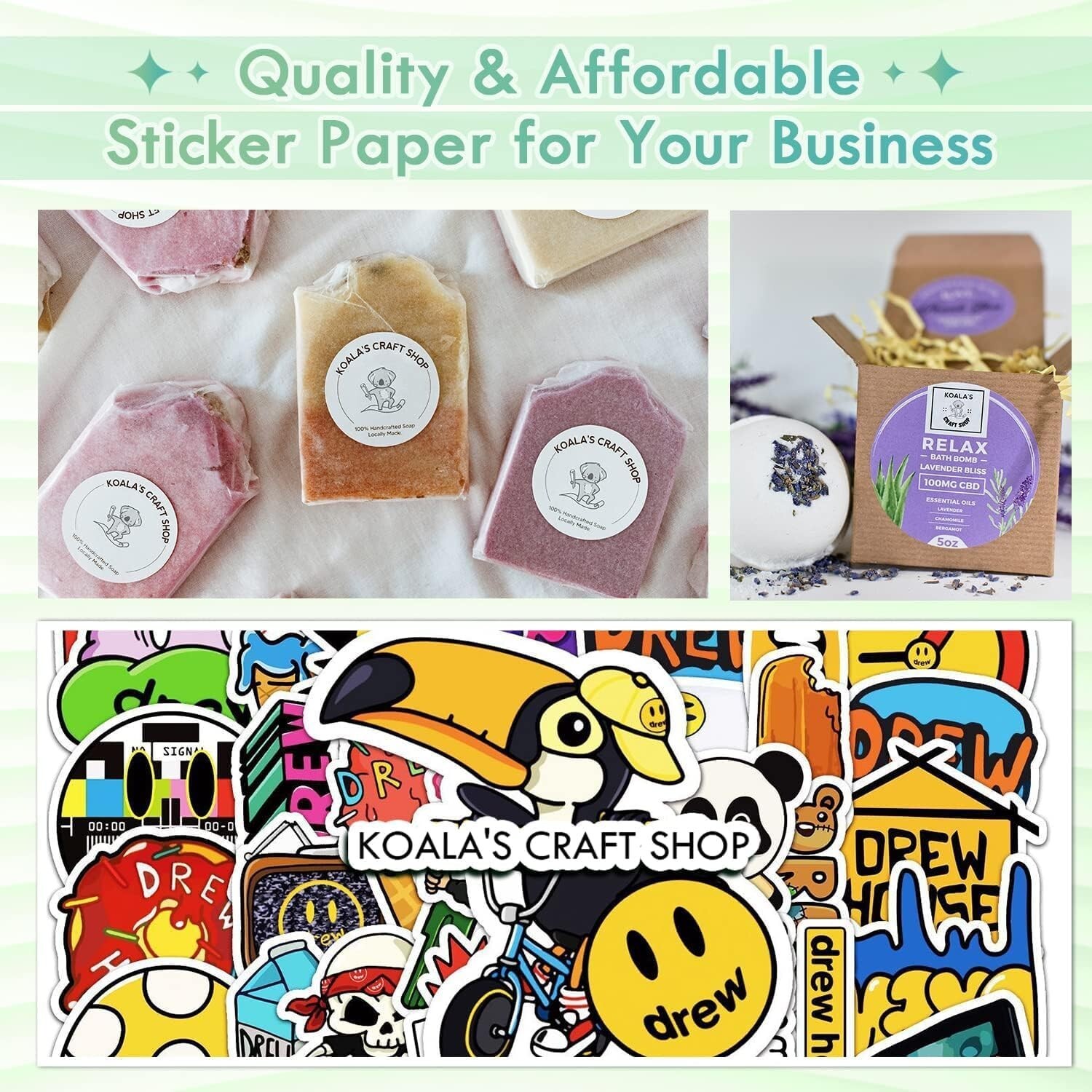 Koala Printable Vinyl Sticker Paper Roll for Inkjet Printer 13″X32.8 FT Matte
