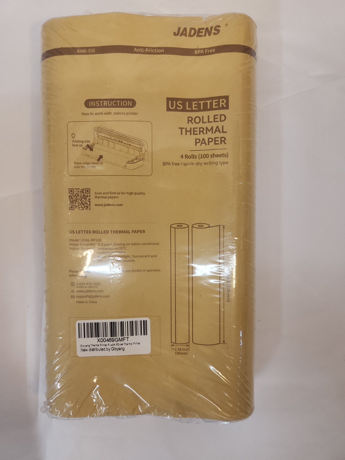 Thermal Printer Paper 8.5”x11” US Letter Size, 4 rolls, 100 sheets, Thermal…