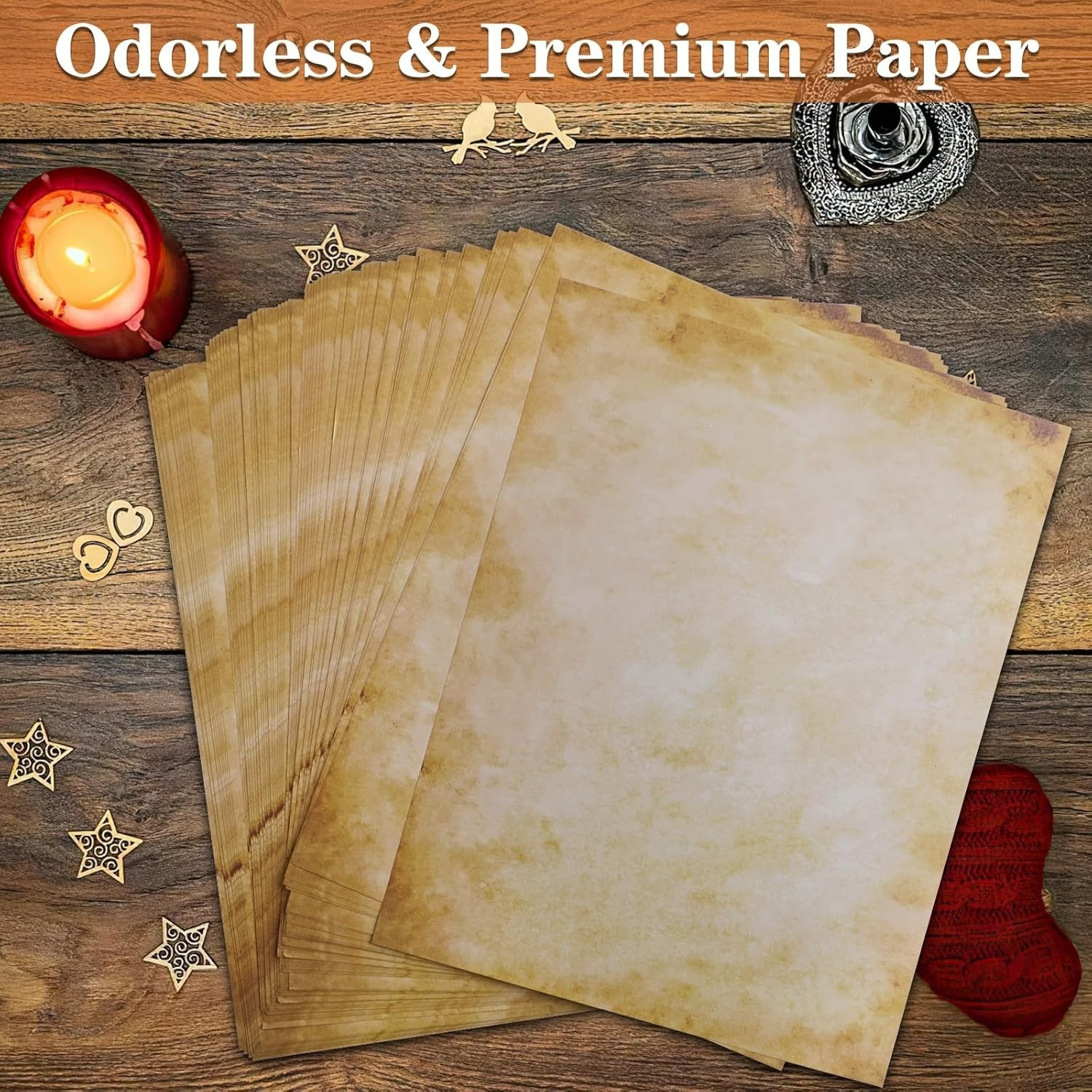 Elegant Antique Stationery – 80 Sheets Double-Sided Letter Size Decorative Paper