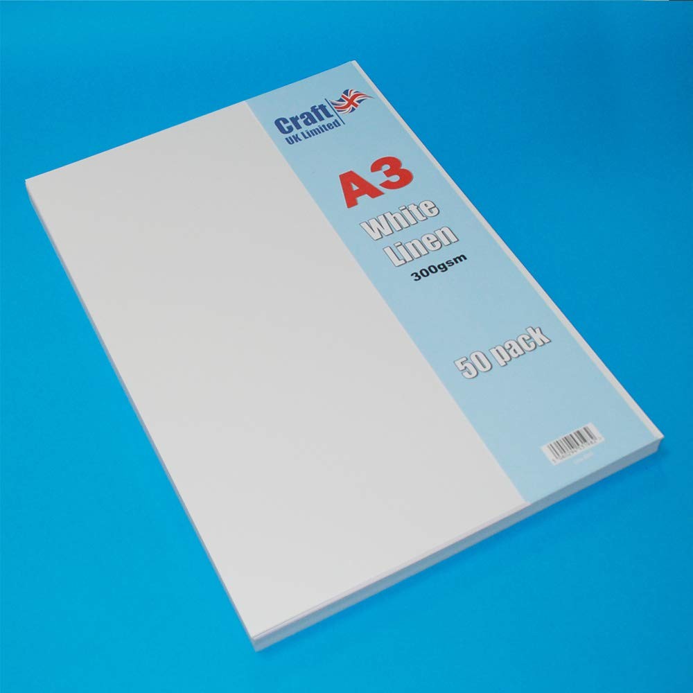 Unknown UK 2013 A3 300gsm Linen Board – White 50 Sheets, White/Linen