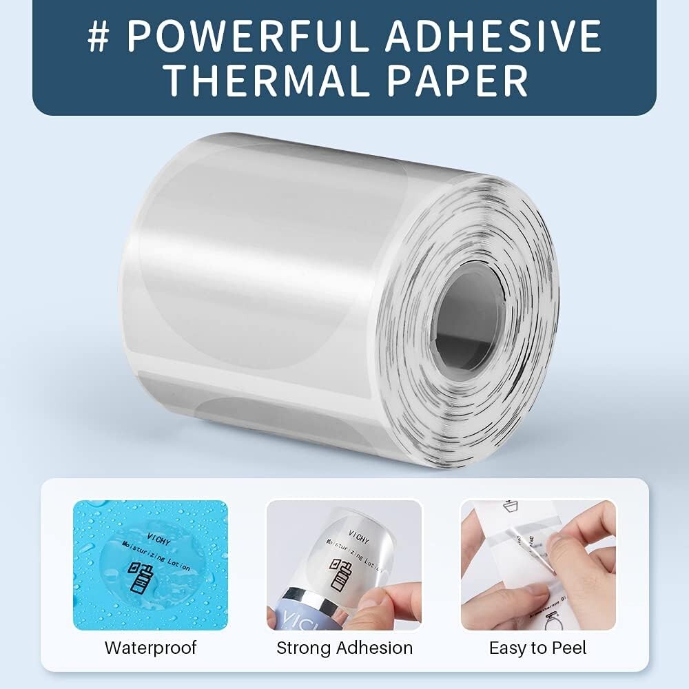 3Rolls Round Transparent Thermal Printer Label 40*40mm for Phomemo M200/M220