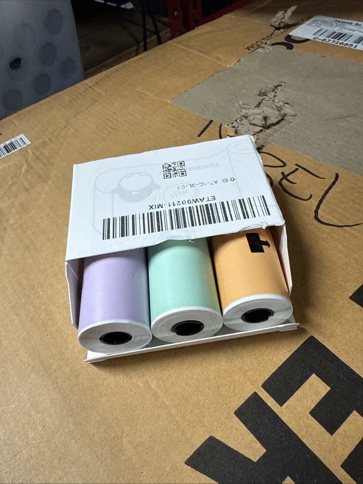 Thermal Paper Set Q12-RMSMLL, 50mm x 3.5m, 3 Rolls, Green Purple Orange