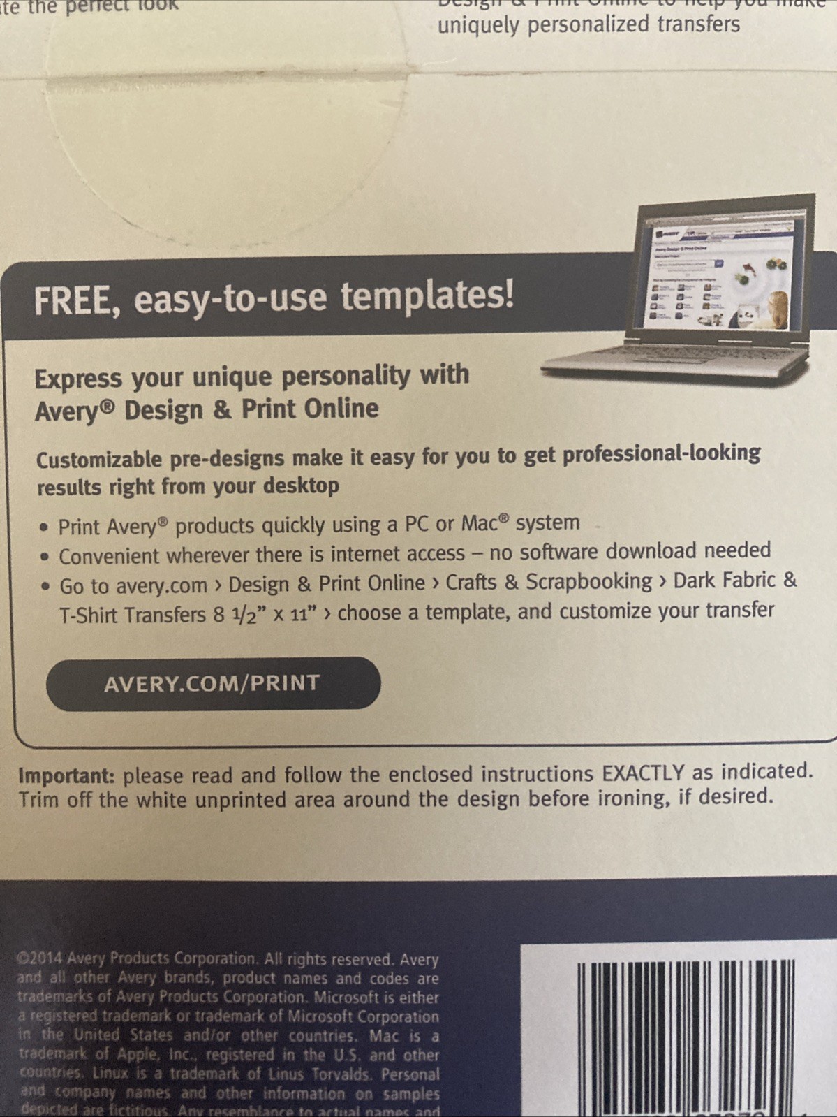 Avery 3279 CUSTOM TRANSFERS Fabric T-shirts Printable Iron-On 8.5×11