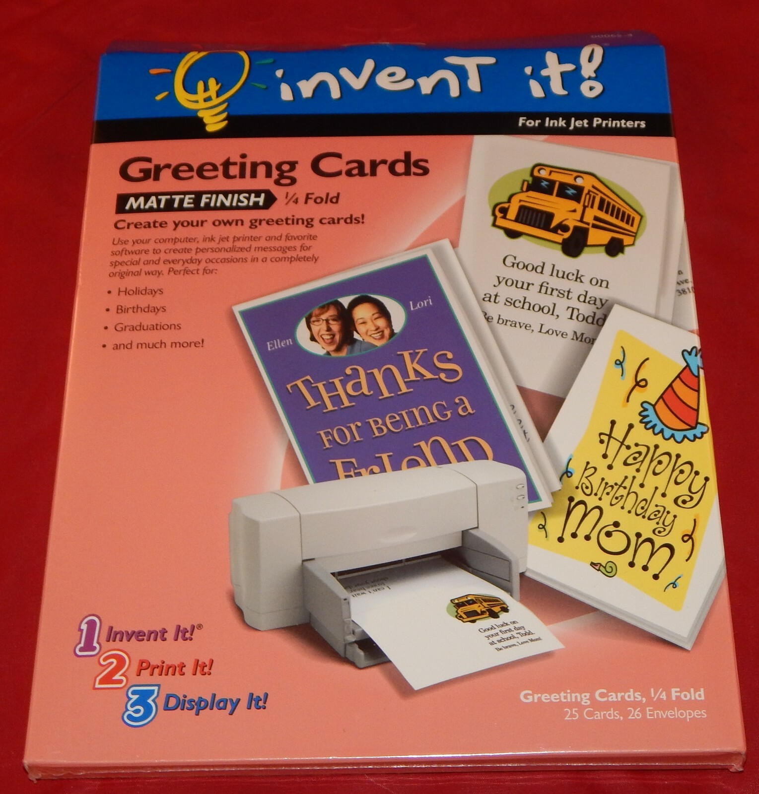 Invent It! 00065-4, 1/4 Fold Greeting Card Paper w/Matte Finish (New Unopened)