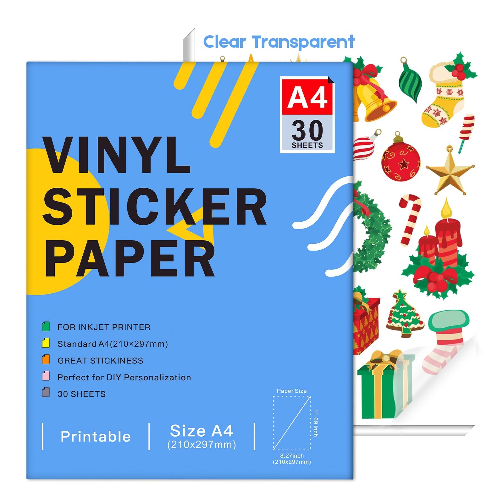 Printable Clear Vinyl Sticker Paper for Inkjet Printers – A4 Size 2…