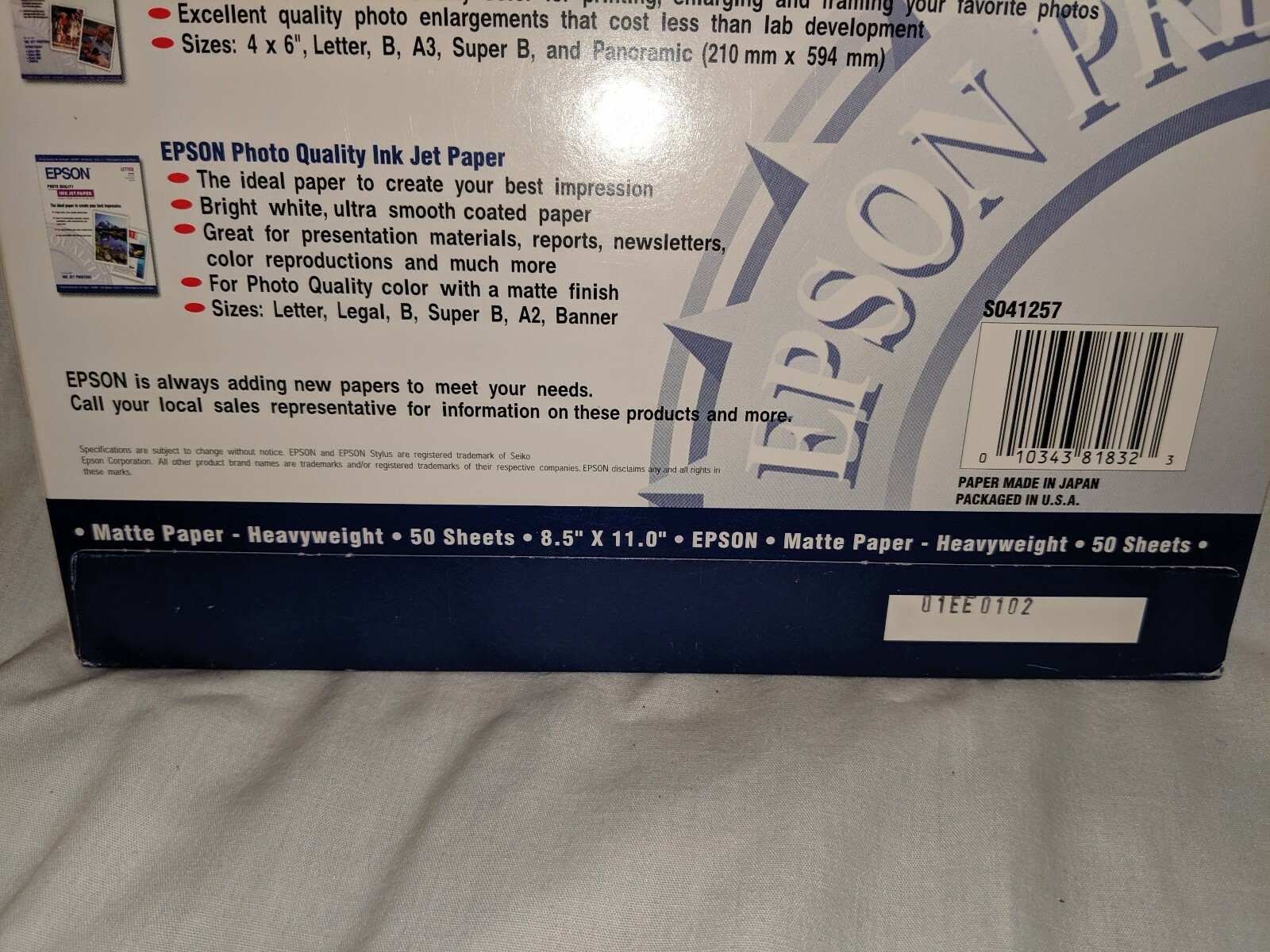 NIB Epson Matte HEAVYWEIGHT Photo Paper 8.5″ x 11″ S041257 50 SHEETS
