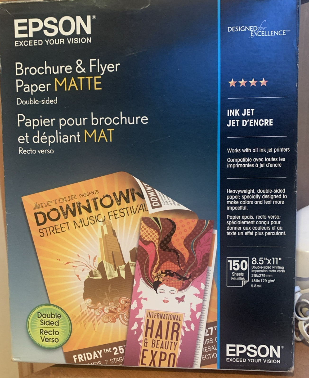 EPSON BROCHURE AND FLYER PAPER MATTE 8.5″ X 11″ Double sided 48lb