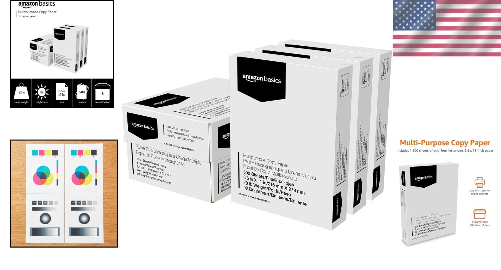 Multipurpose Copy Printer Paper, 20 lb, 8.5 x 11 Inches, 3 Reams 1,500 Sheets…