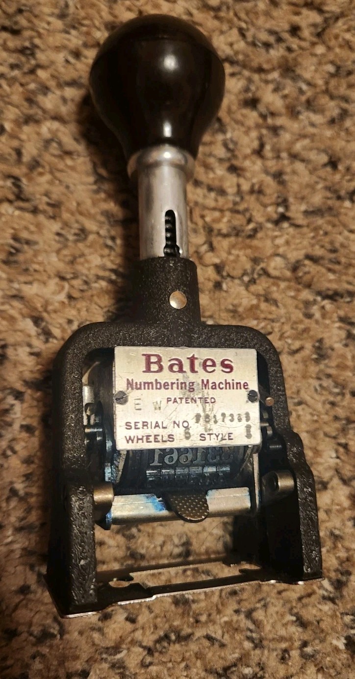 VTG Bates Multiple Movement Numbering Machine, Six Wheels, Re-Inkable, Size E