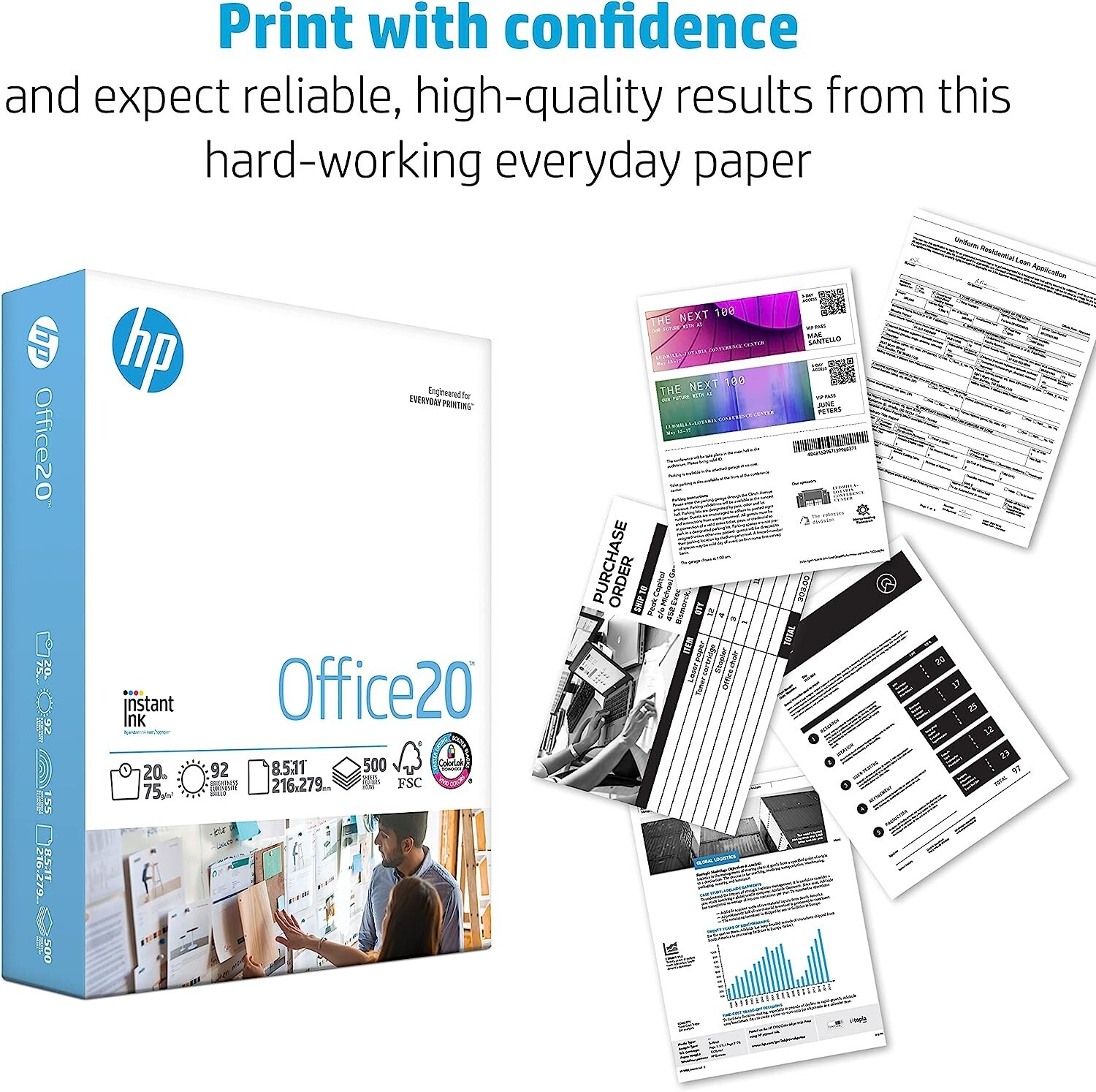 HP Papers | 8.5×11 Paper |Office 20 lb | 1 Ream – 500 Sheets | 92 Bright |