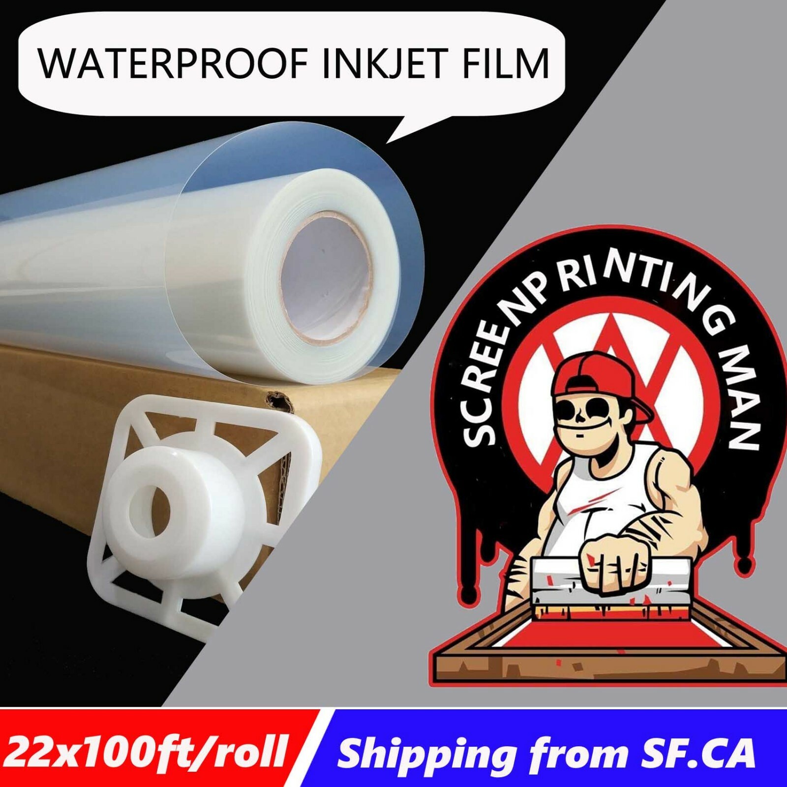 Waterproof Inkjet Instant-Dry Screen Printing Transparency Film 22″x100ft