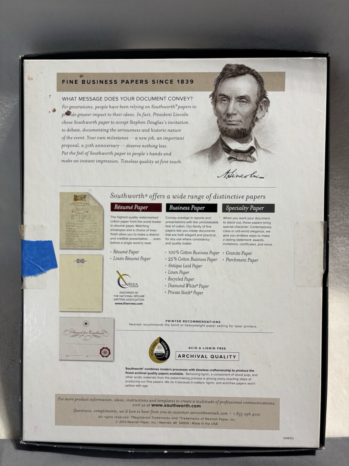 Southworth~ Ivory Parchment Specialty Cover Stock Paper 65lb- 65 Sheets Open Box