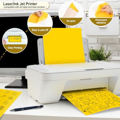 30 Fluorescent Yellow Full-Sheet Labels, 8-1/2″ x 11″ Neon Colored Self