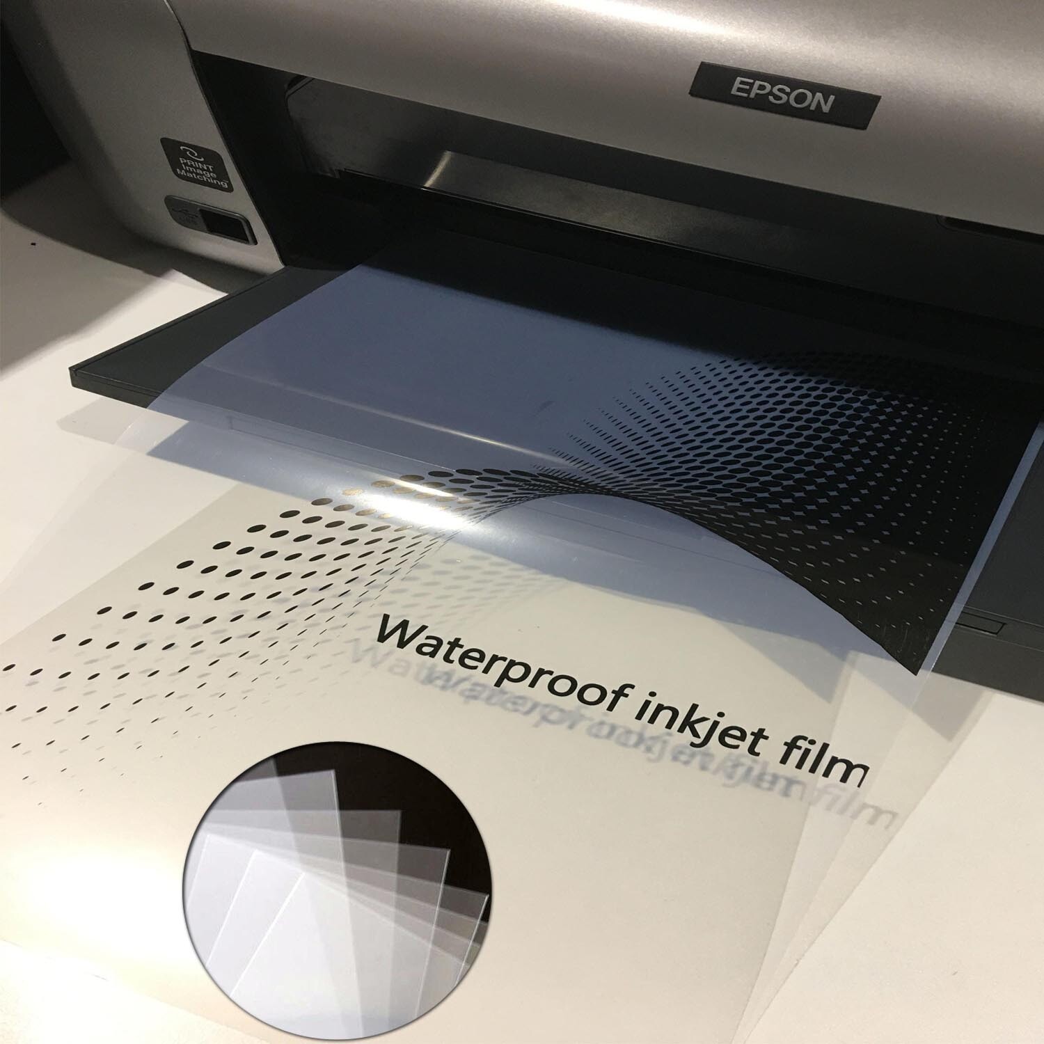 8.5″ x 14″，Waterproof Inkjet Quick Dry Milky Transparent Screen Film，50 sheets