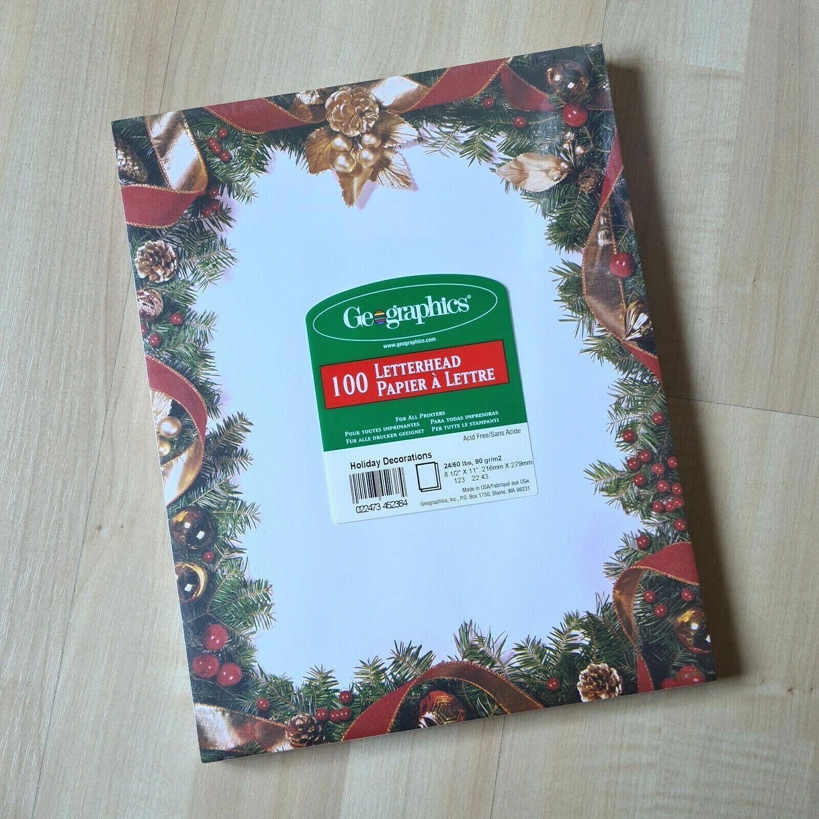 Geographics Letterhead Holiday Decorations 100 Count 24/60 LBS 8 1/2″ x 11″ NEW