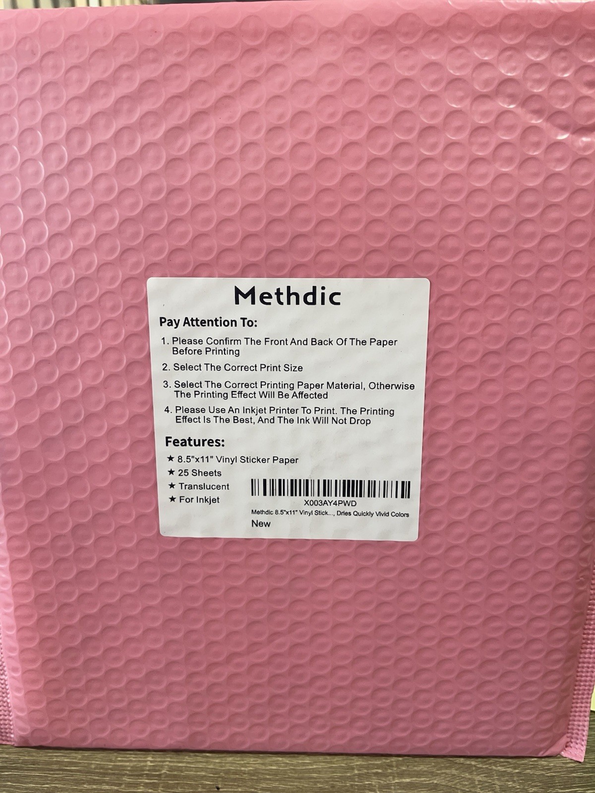 50 pcs translucent vinyl sticker paper for inkjet And laser printer