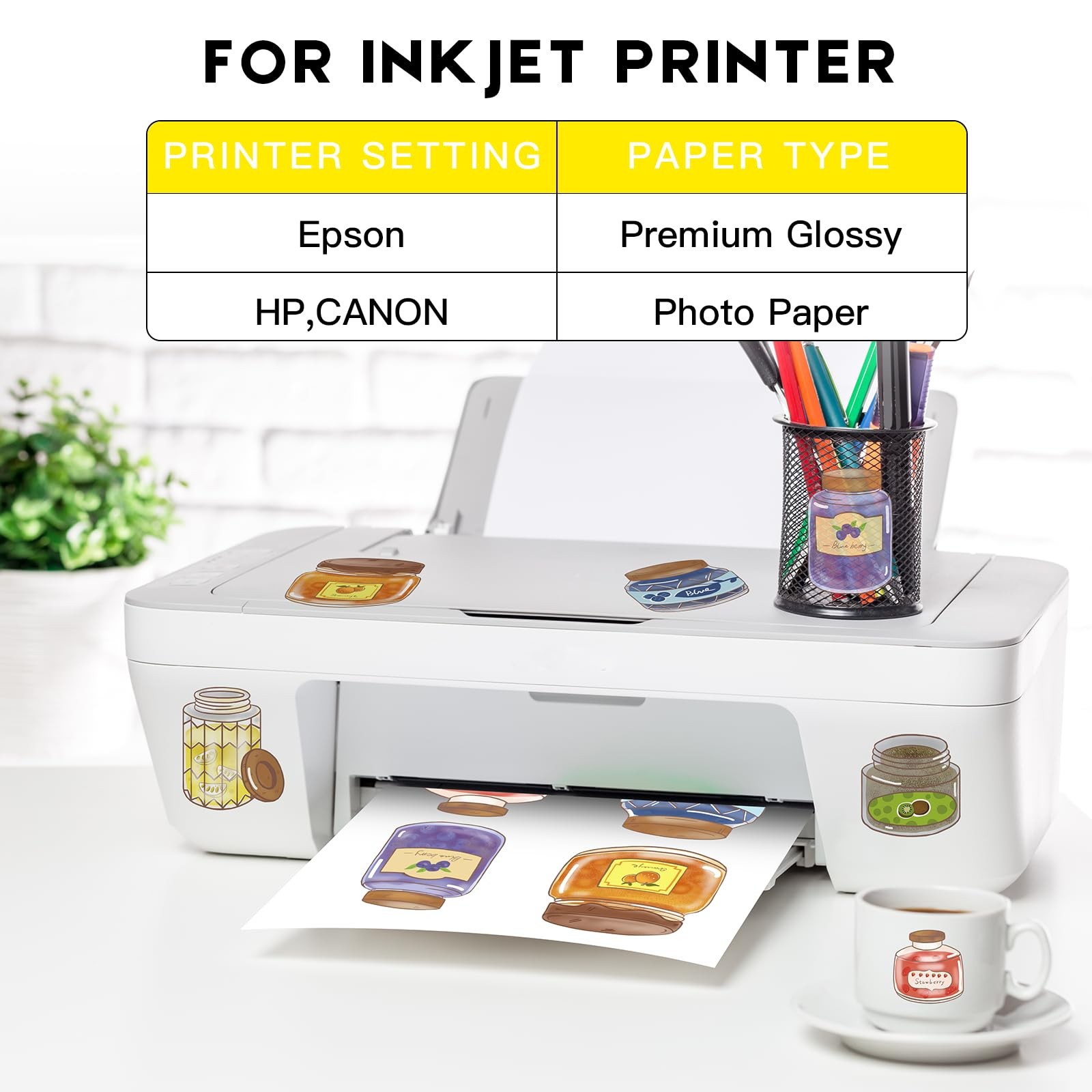 Printable Clear Vinyl Sticker Paper for Inkjet Printers – A4 Size 2…