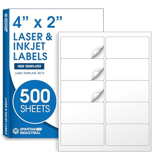 Printable Shipping Address Labels Compatible with Inkjet 4″ X 2″ 5000 Labels