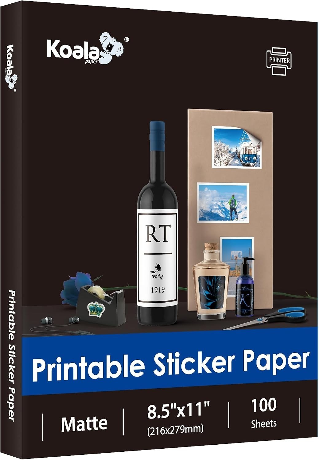 Thin Sticker Paper for Inkjet & Laser Printers, Matte White | 100 Sheets, 8.5…
