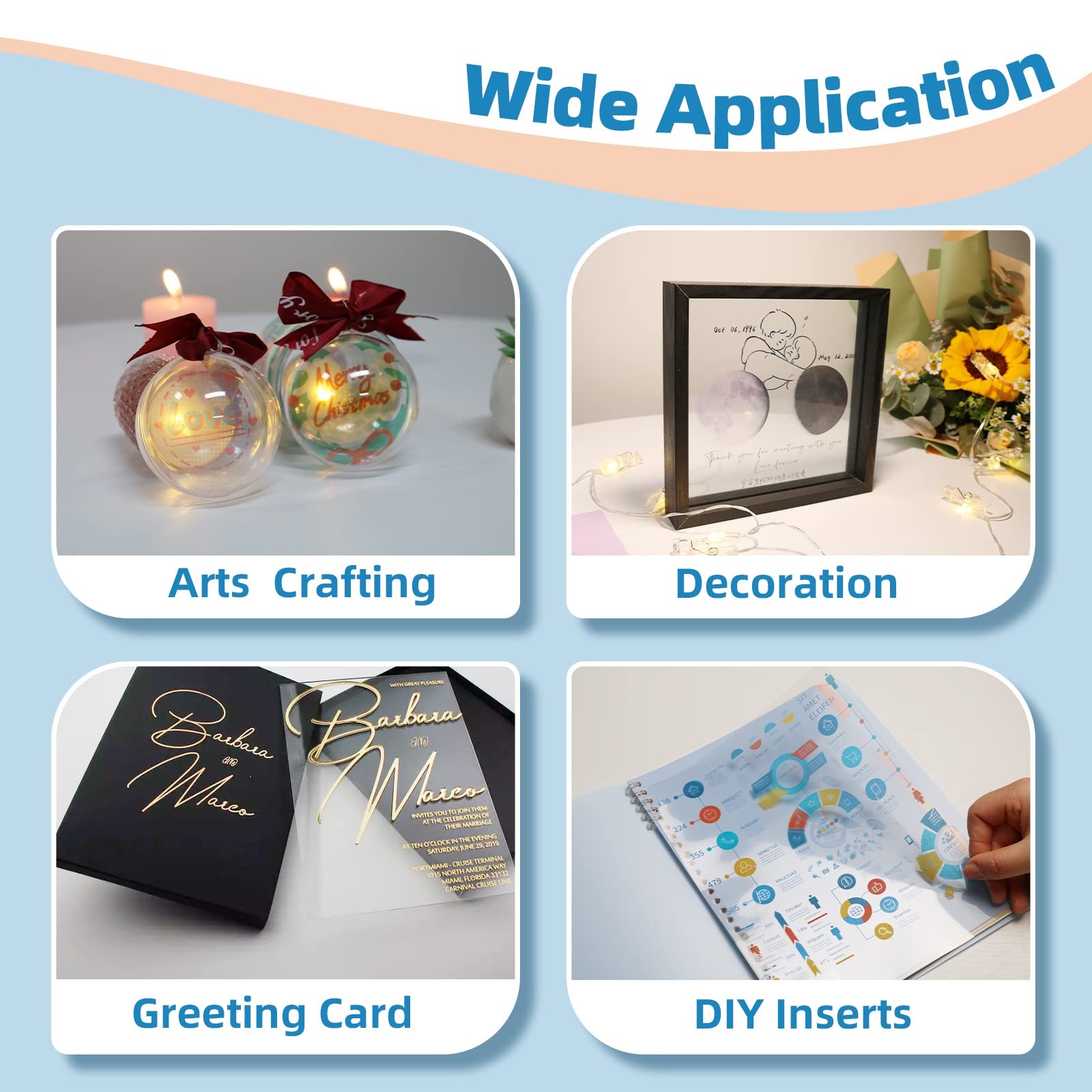Uinkit 30 Sheets Pintable Transparency Film Acetate Clear Sheets for Crafts