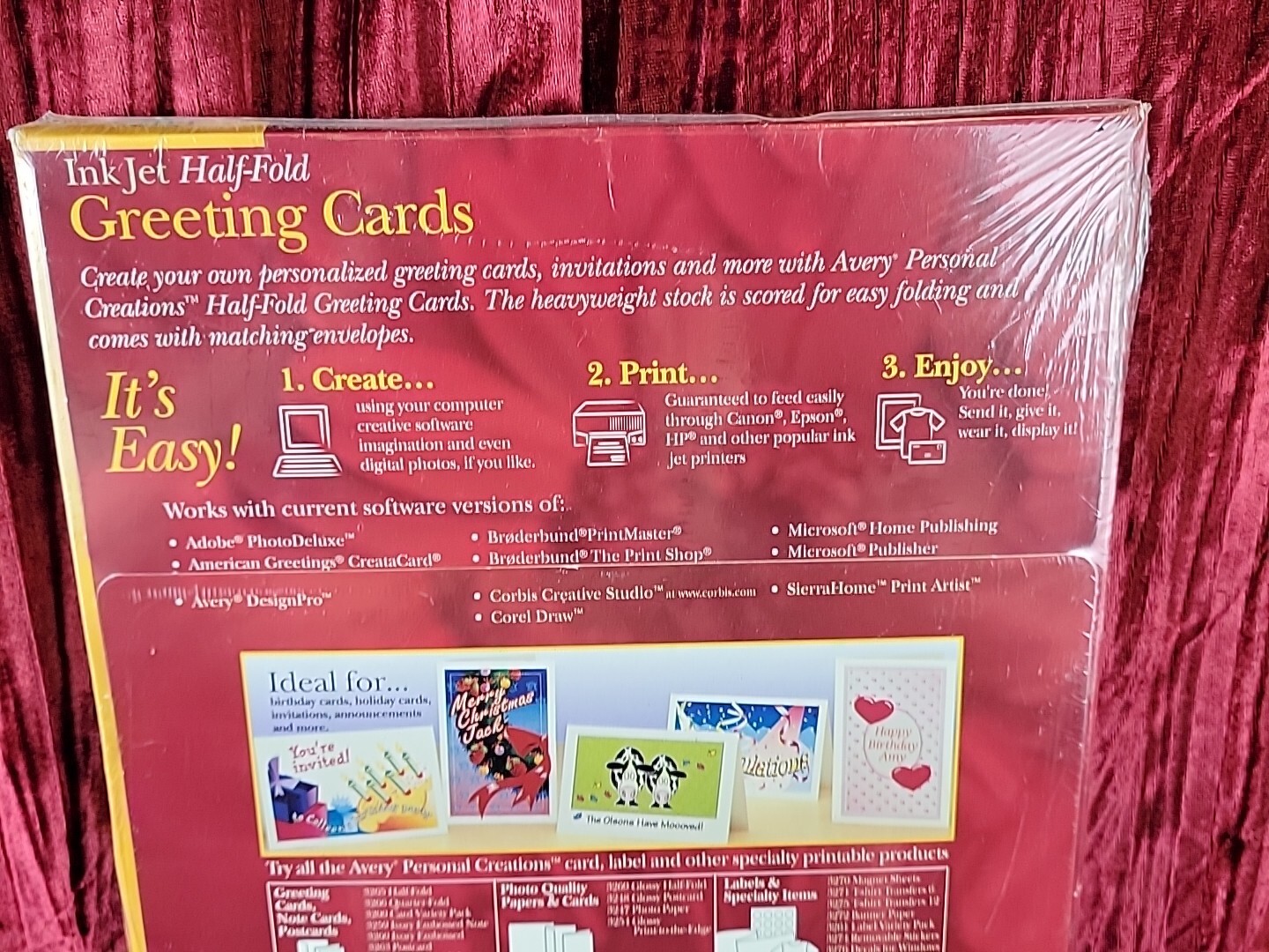 Avery 3265 Ink Jet Greeting Cards Half Fold 5 1/2″ x 8 1/2″ NEW Old Stock